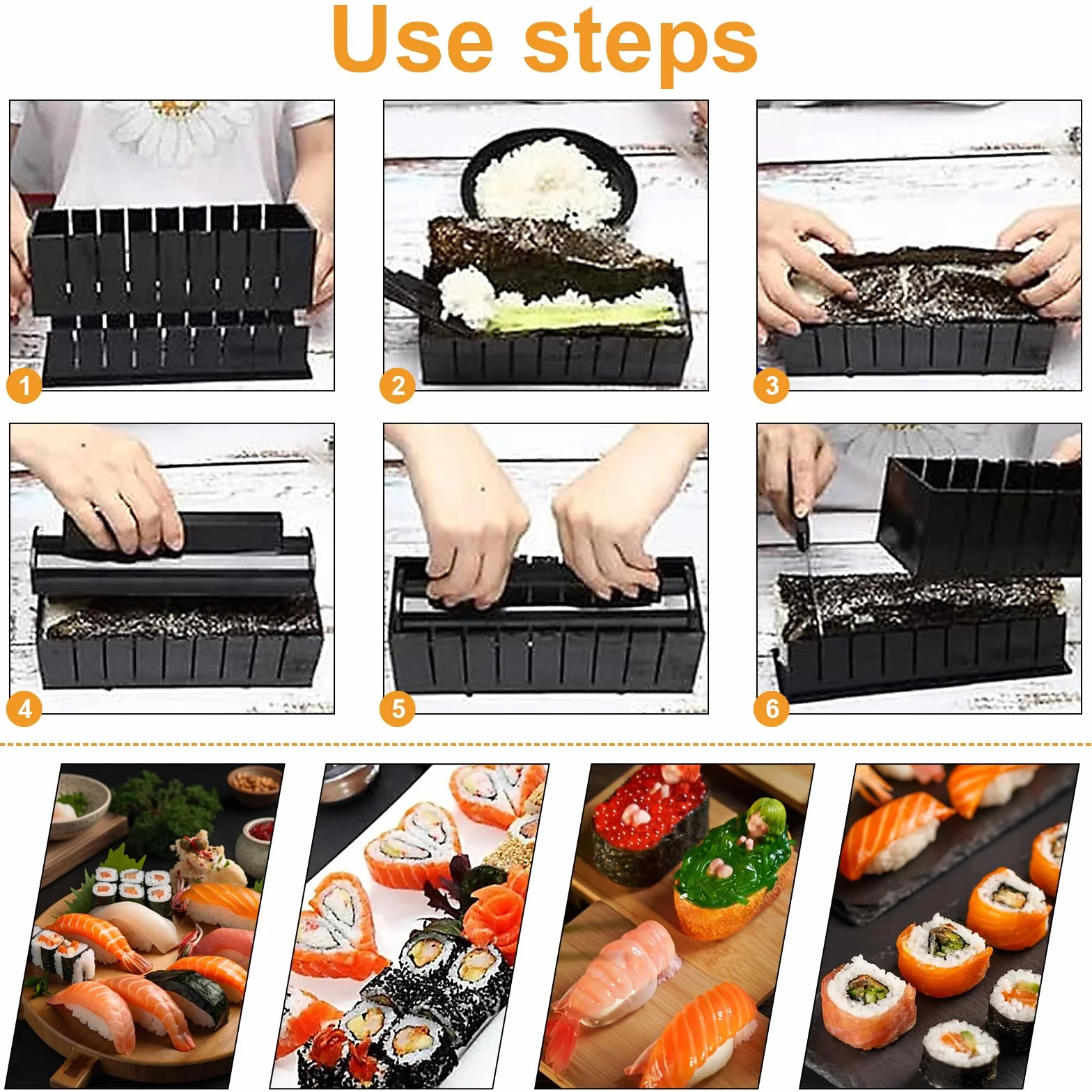INHEMI zestaw do robienia sushi 10-częściowy czarny
