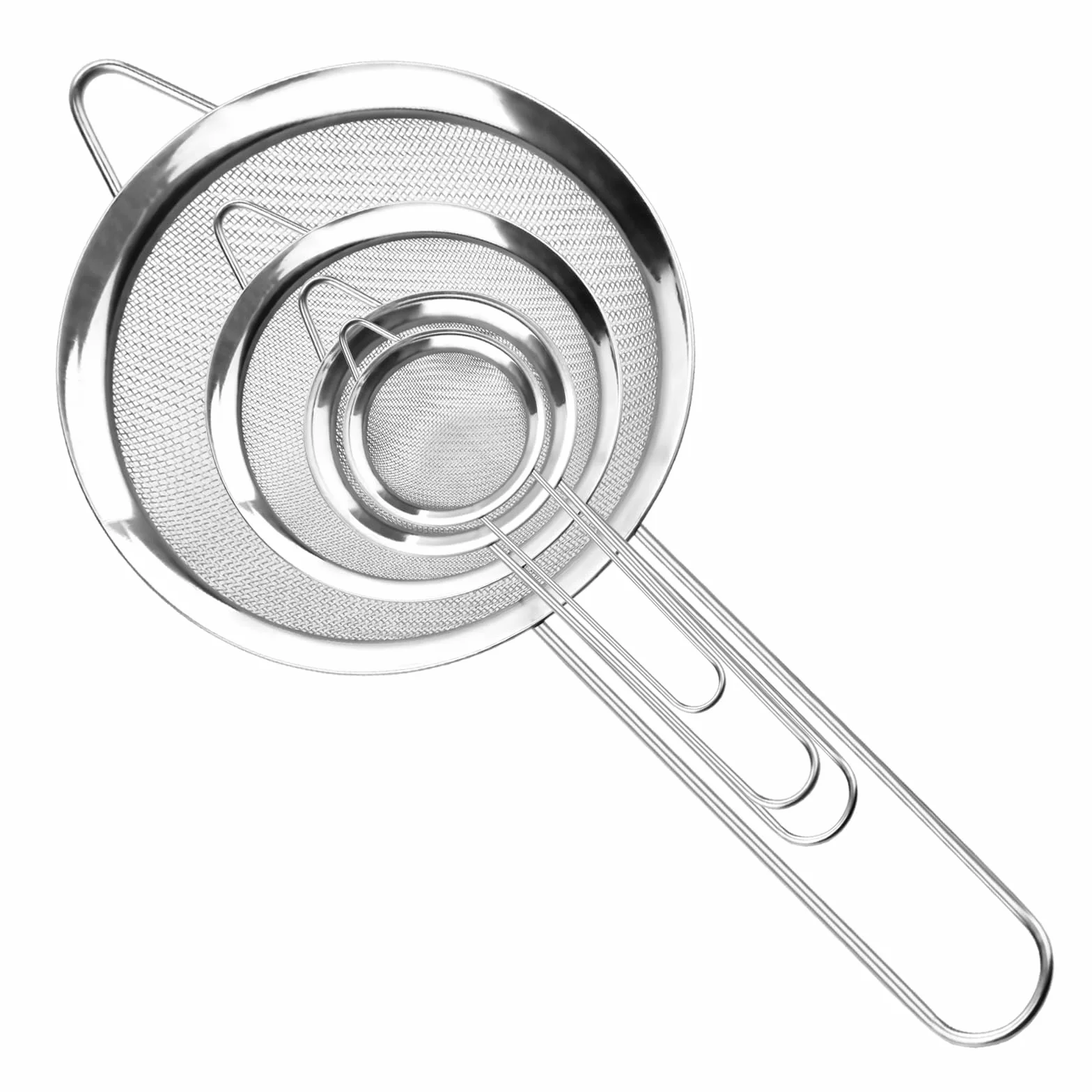 Sitko kuchenne zestaw sitka ze stali nierdzewnej, 4 szt., 5/8/12/18 cm, drobne sitko, drobne oczka, sitko do gotowania, komosy ryżowej, cukru pudru, herbaty