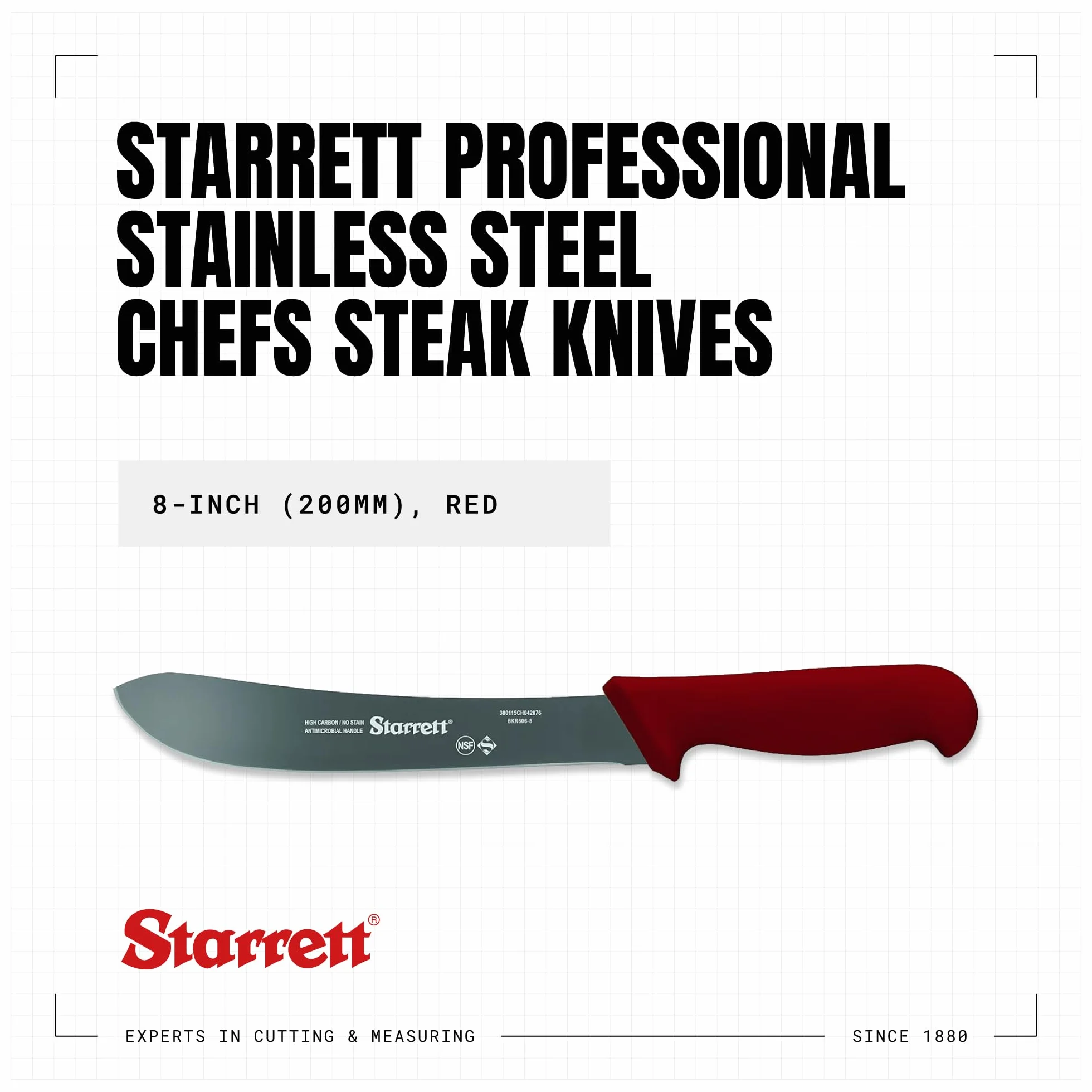 Starrett Profesjonalne noże do steków ze stali nierdzewnej 200 mm czerwone