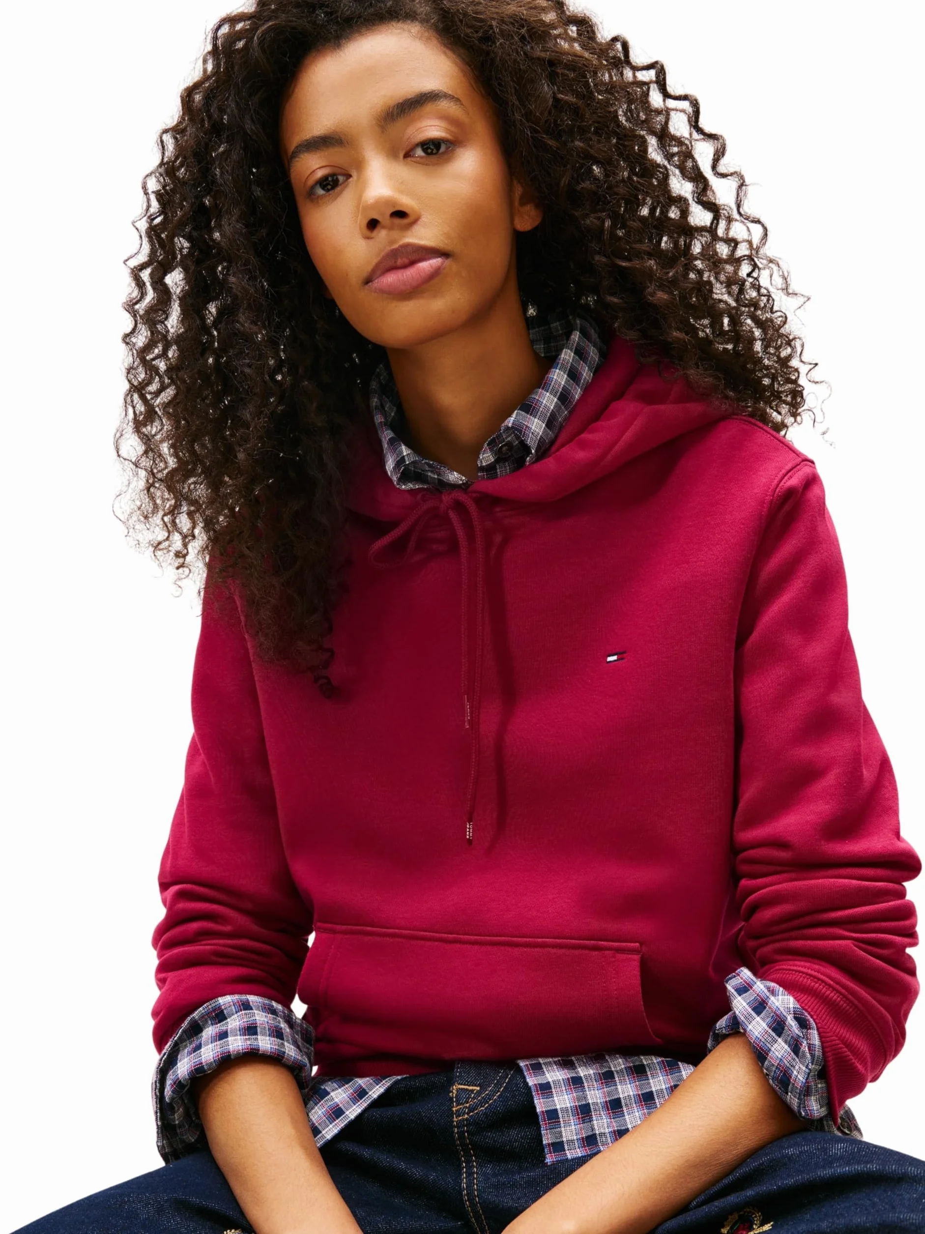 Tommy Jeans Tjw Reg S Flag Hoodie Dw0dw19958 Bluza z kapturem, Fioletowa (Wiśniowa Lavish), M Kobieta, Fioletowy (Lavish Cerise), M