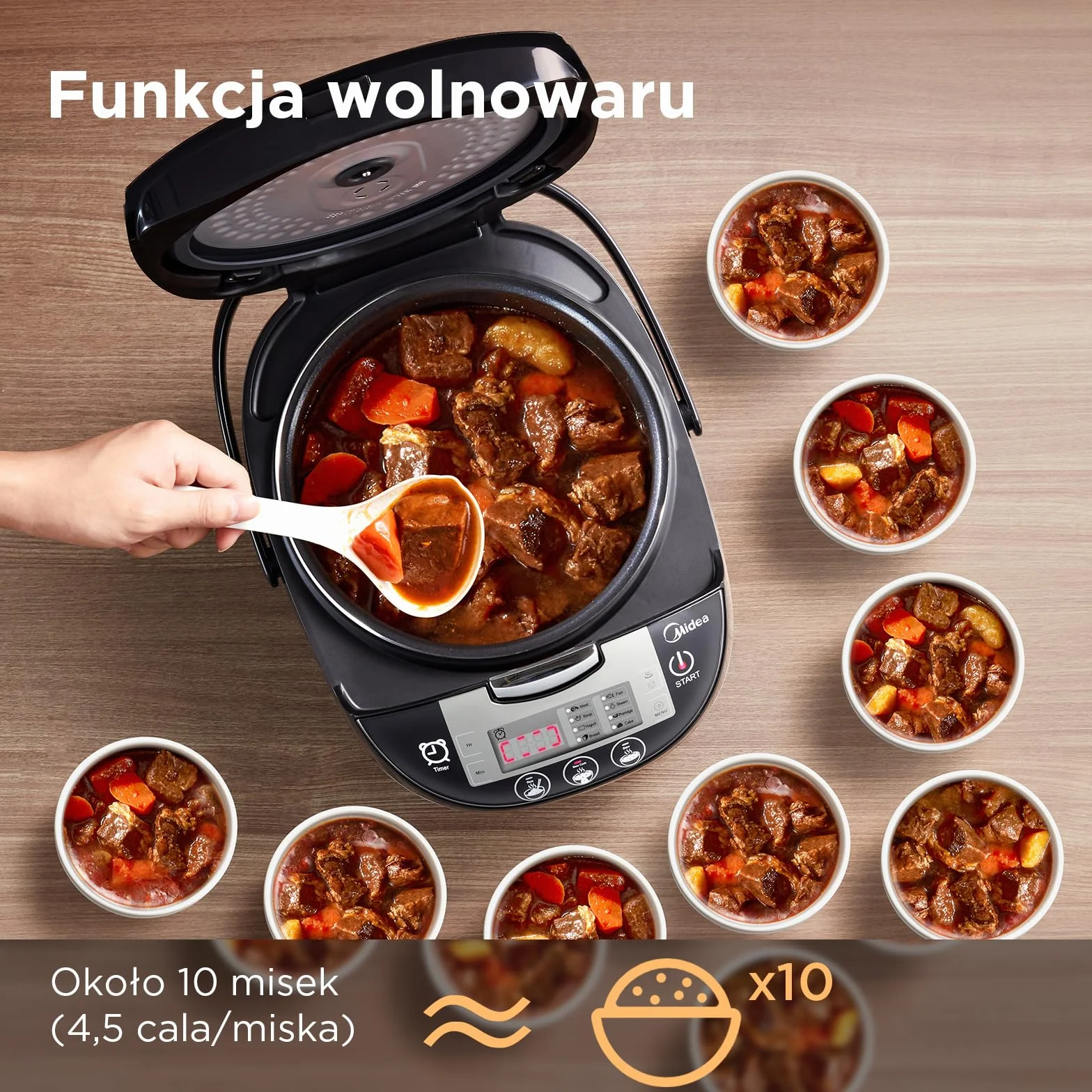 Midea Szybkowar do ryżu, wielofunkcyjny garnek z 11 programami, Rice Cooker 1,8 l do 10 osób, wolnowar z parowarem, wewnętrzny garnek premium, funkcja utrzymania ciepła, timer, technologia 6-fazowa
