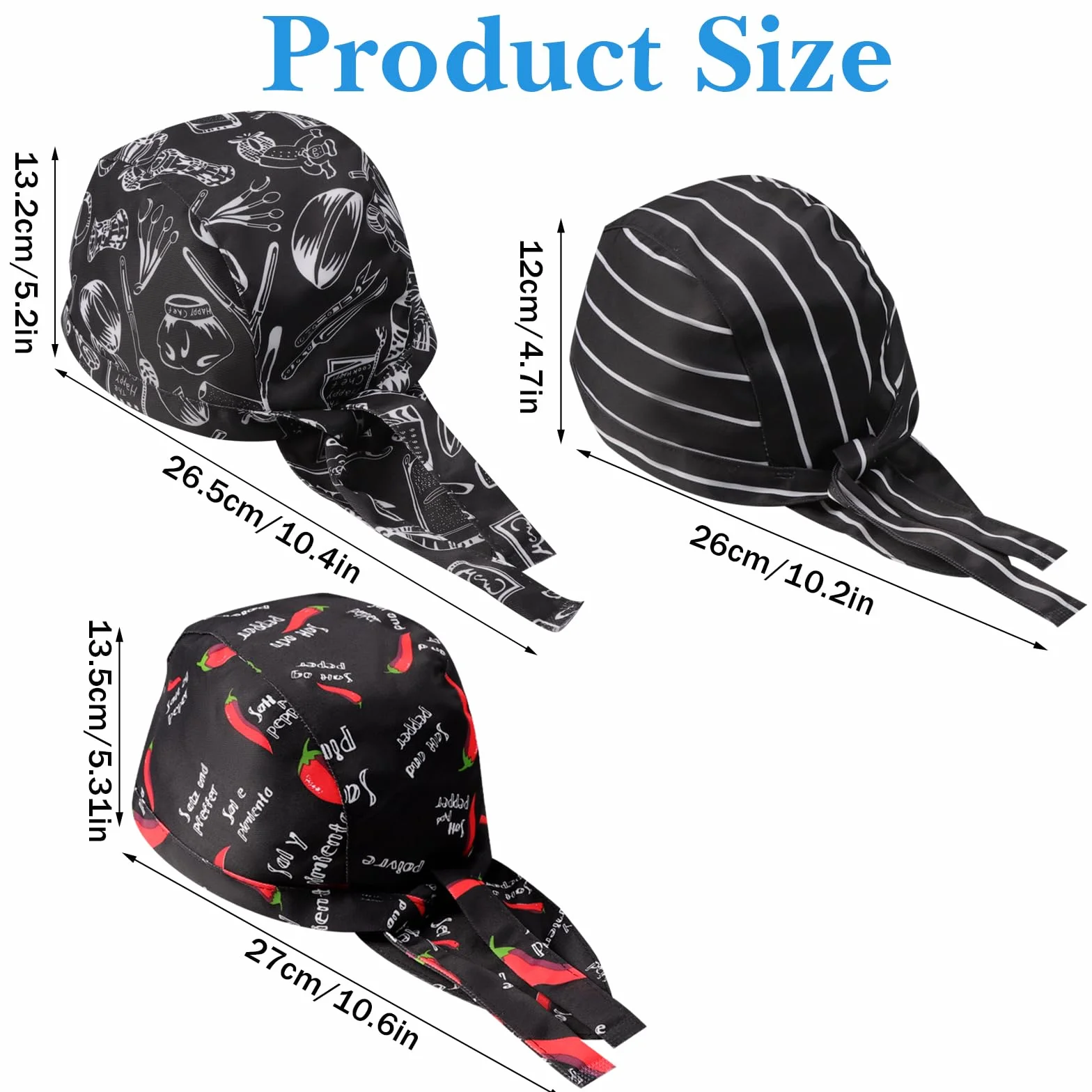 Czapka kucharska, bandana, regulowana, materiałowa, dla mężczyzn i kobiet, pochłaniająca pot, oddychająca czapka bistro, do restauracji, hoteli, barów, sklepów, szkół i do domu