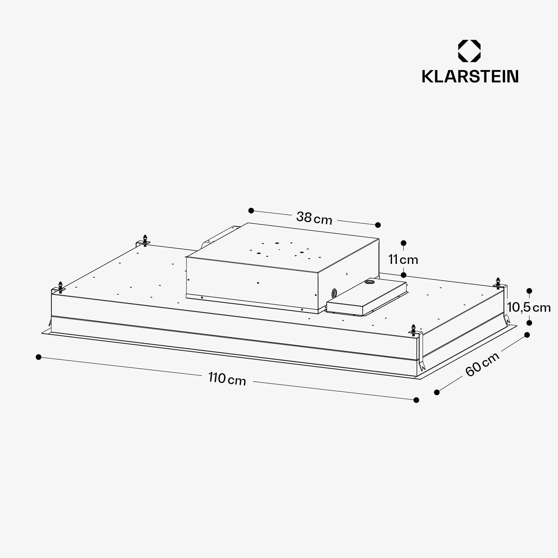 Klarstein LuxeAir okap kuchenny – strumień powietrza 750 m³/h, efektywność energetyczna, sterowanie Wi-Fi, silnik 110 W, obsługa dotykowa, oświetlenie LED, aluminiowy filtr przeciwtłuszczowy, osłona