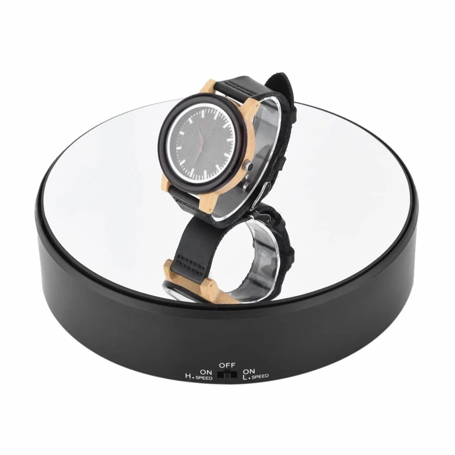 Battery Powered Display Turntable, 1.5kg Load Bearing Speed Adjustable Rotating Mirror Display Stand for Shop Home Display