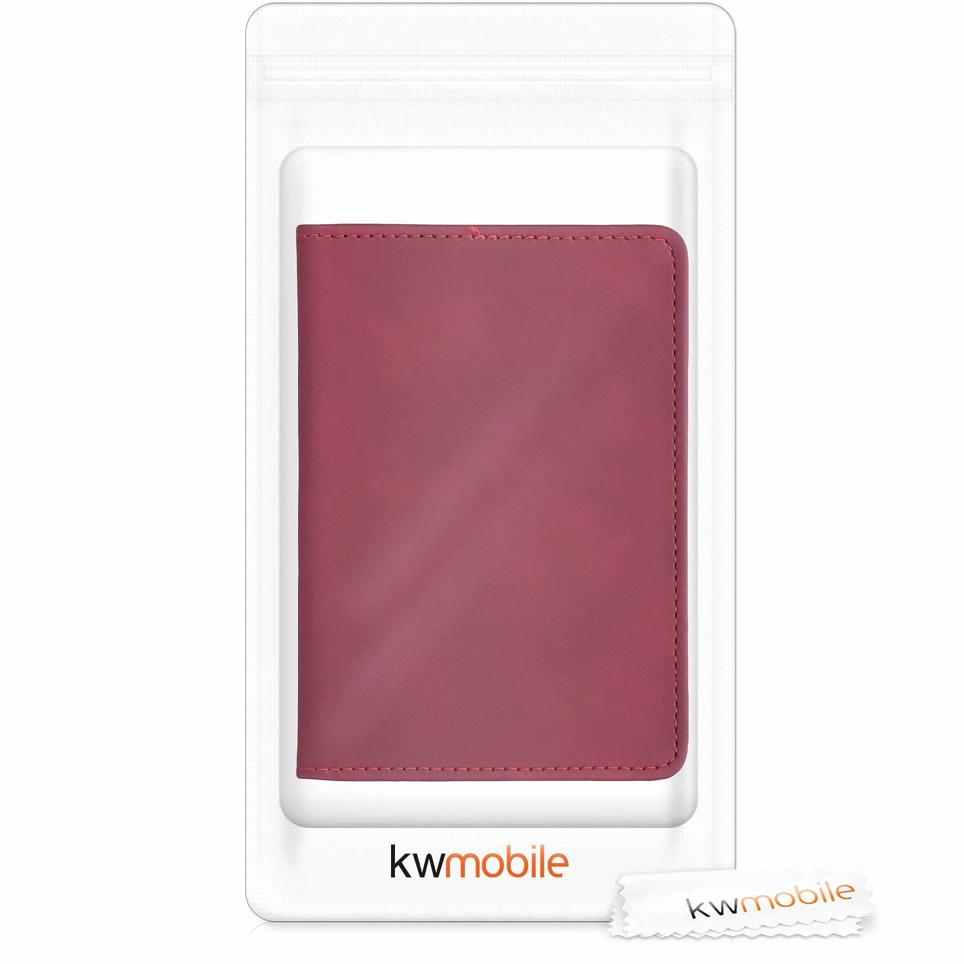 kwmobile Nabuk Skórzany Pokrowiec na Książkę Circulation Car - Etui na powiek z przegródkami na karty licencyjne - Ciemnoczerwona osłona na dokumenty