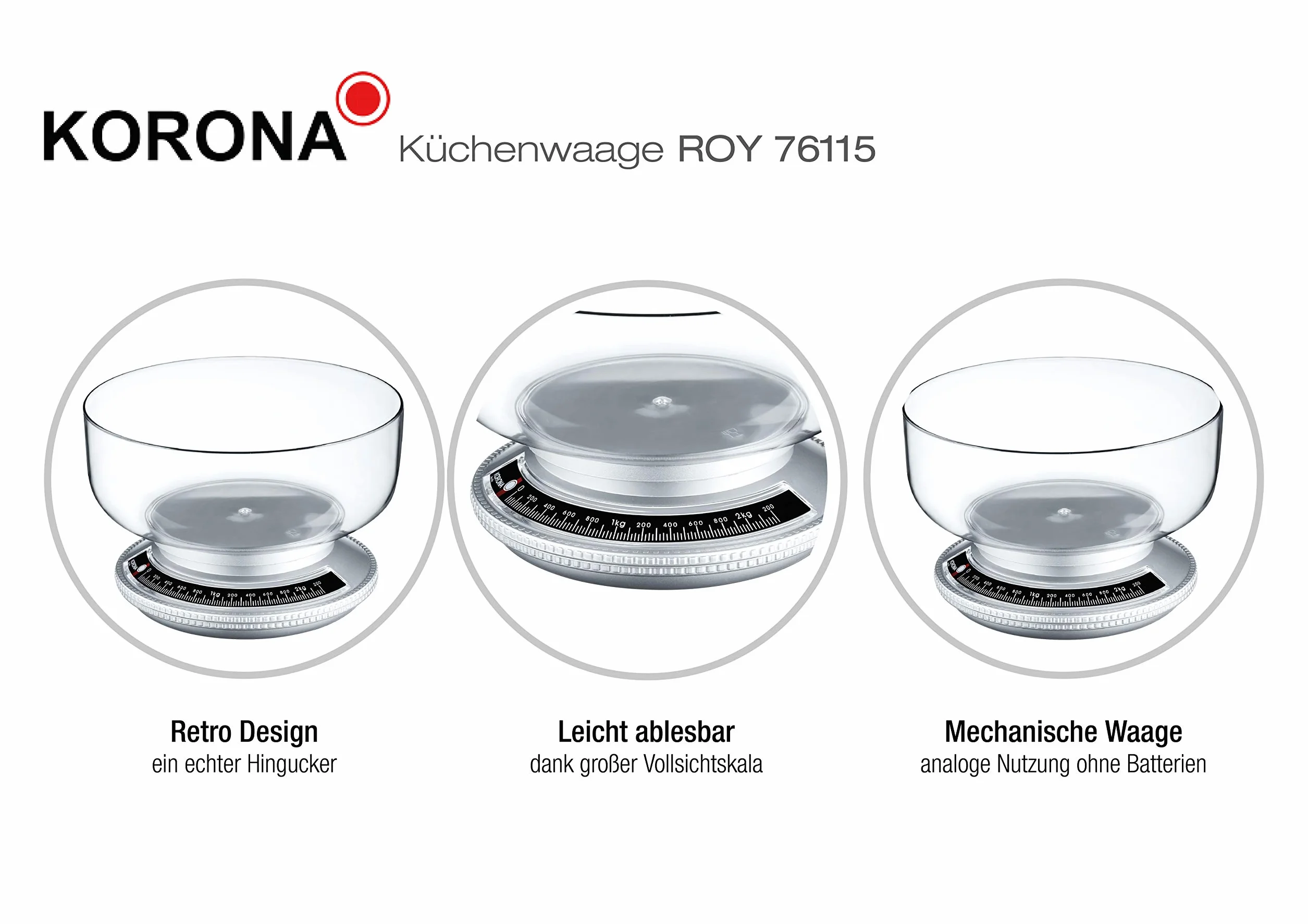Korona Mechanische K?chenwaage Roy, srebrny