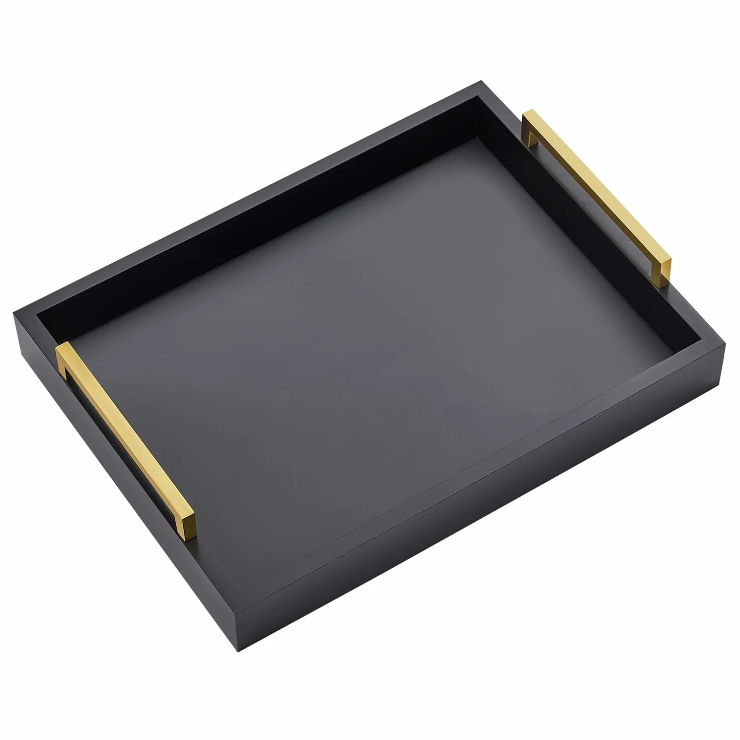 Czarna taca do serwowania 40x30 cm z uchwytami dekoracyjna