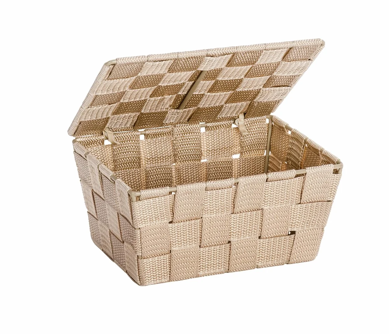 WENKO Kosz do przechowywania z pokrywką Adria beżowy 19 x 10 x 14 cm polipropylen