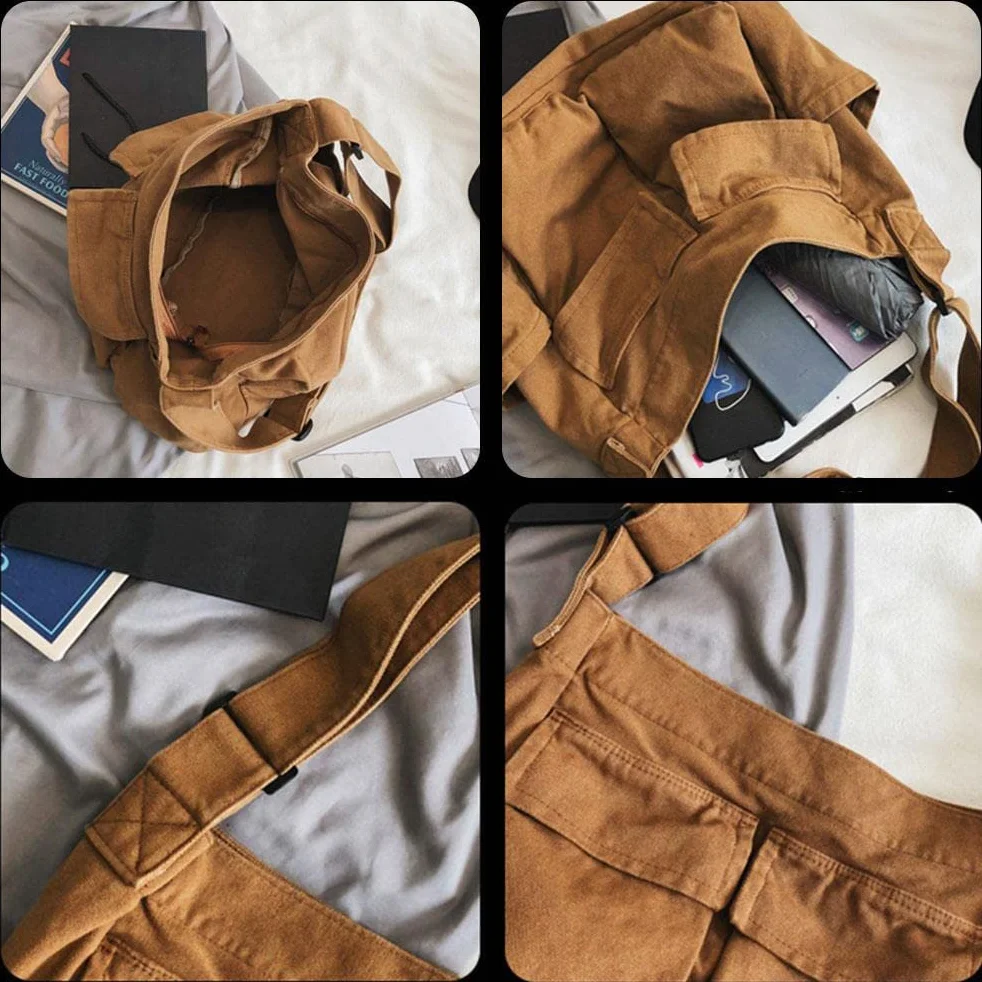 Torba na ramię, Torba na messenger Canvas Duża pojemność Hobo Crossbody Bag z wieloma kieszeniami Casual Bags Shoulder Tote Bag for Women and Men,34 * 15 * 40cm