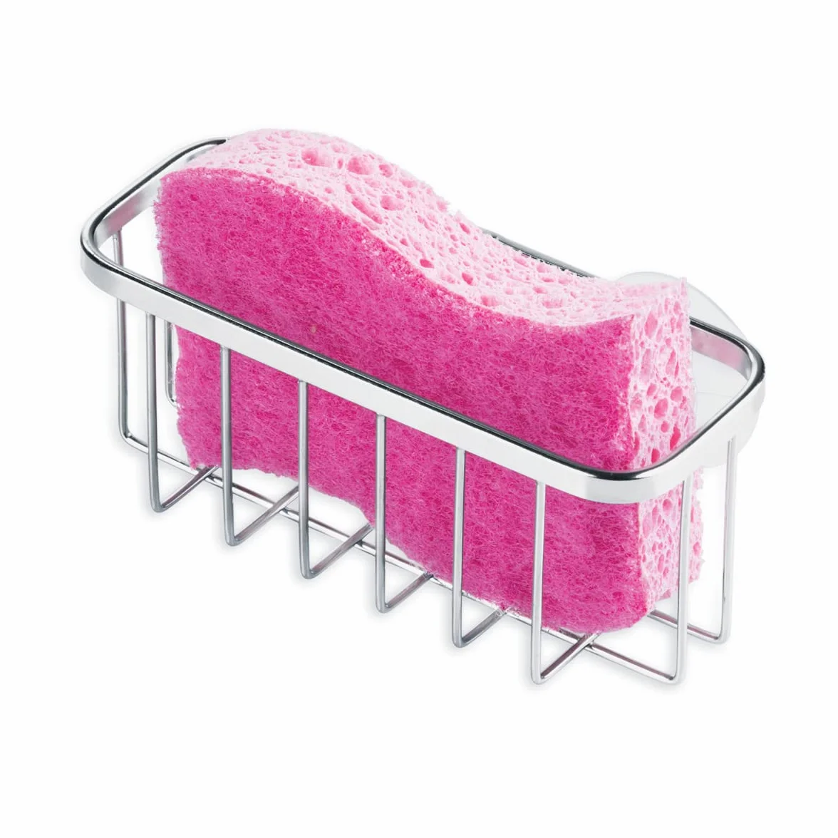 iDesign 84702 Gia uchwyt na gąbkę, organizer do zlewozmywaka ze stali nierdzewnej, na gąbkę i skrobaczkę do garnków, kolor srebrny