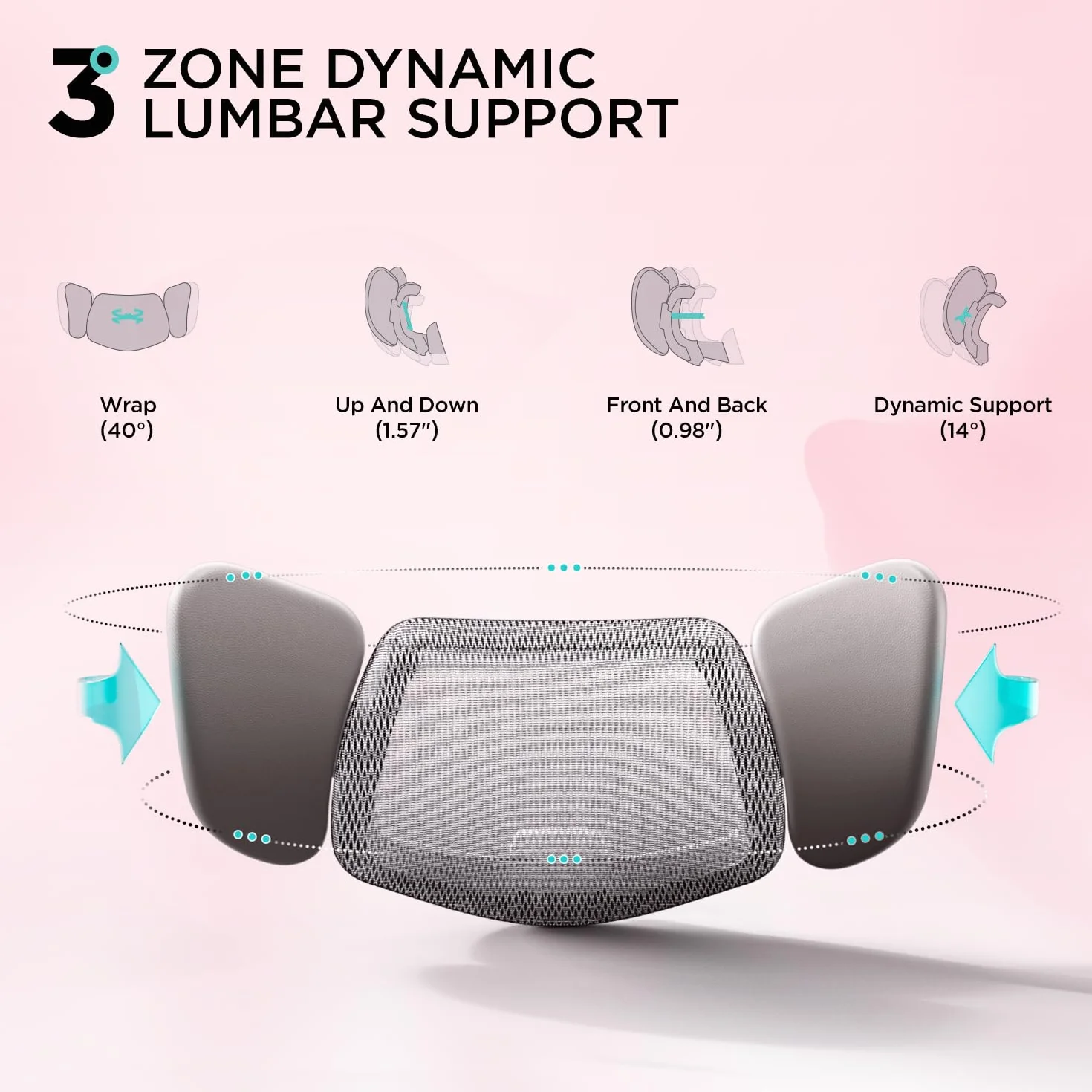 Hbada E3 Pro Ergonomiczny Fotel Biurowy z Dynamicznym Wsparciem Lędźwiowym 3-Strefowym, Regulowany Zagłówek 4D, Podłokietniki 4D, Podnóżek, Różowy