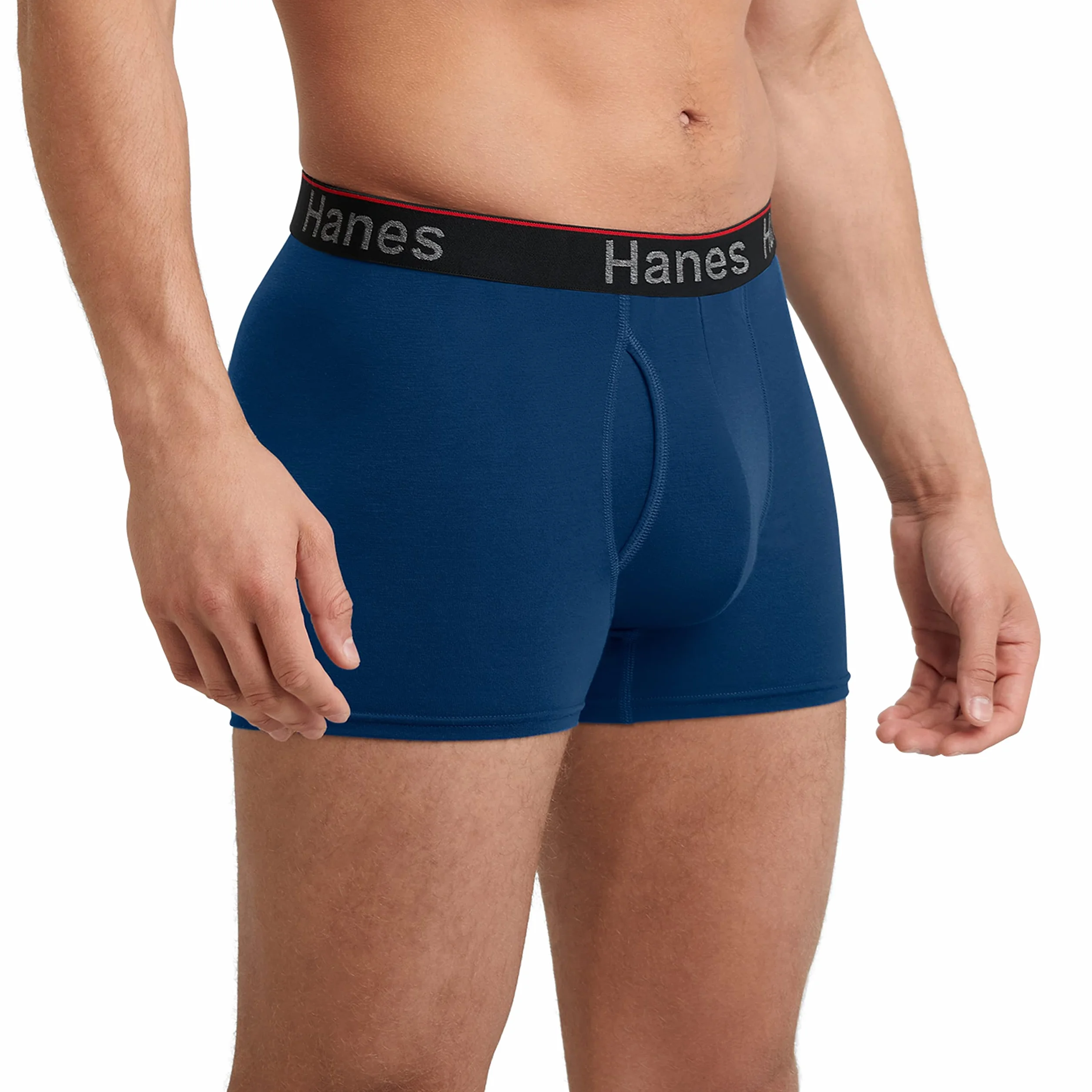 Hanes Men's Moisture-Wicking Anti-Chafing Boxer Briefs, 3-Pack in Black/Blue/Olive, X-Large