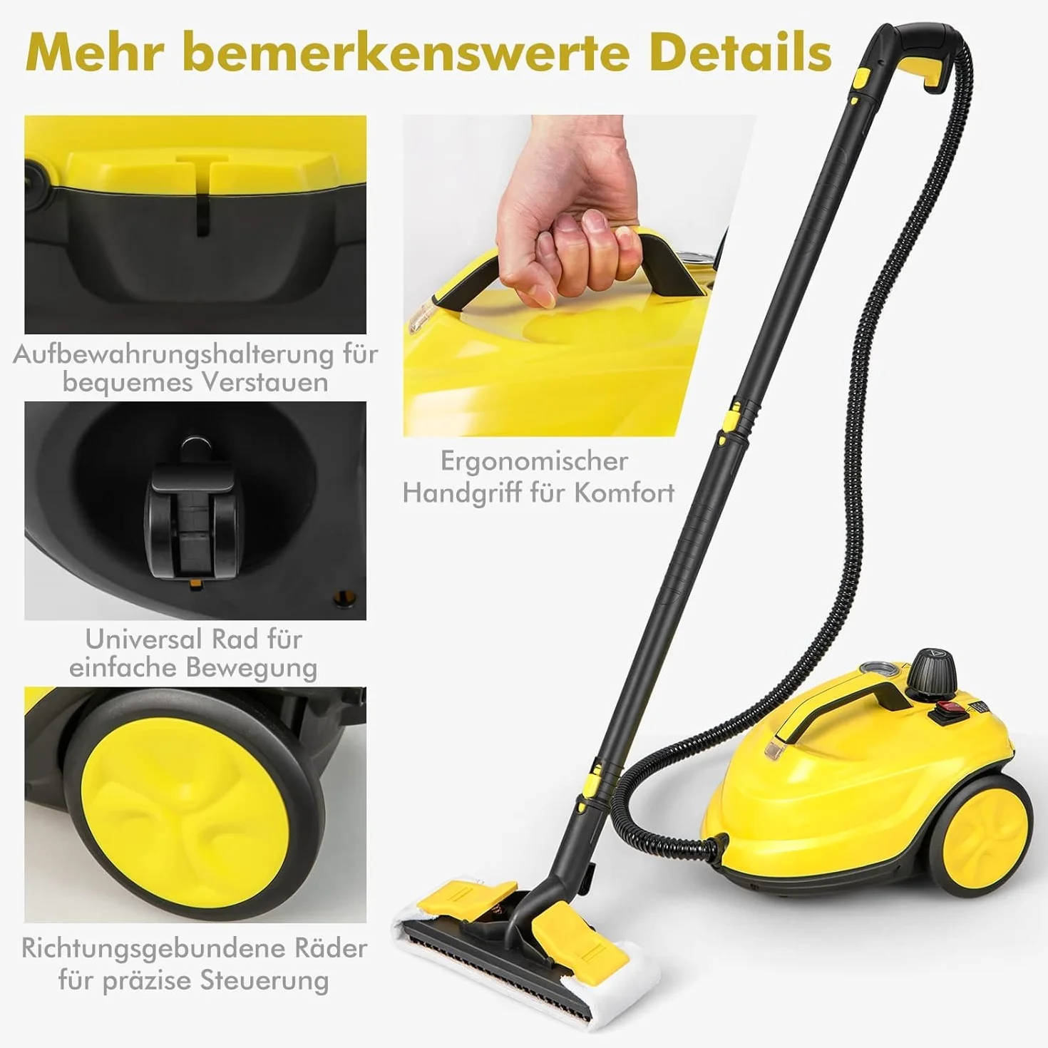 FANTASK Myjka parowa 2000 W 5 bar 160℃ 1,8 l 13 akcesoriów