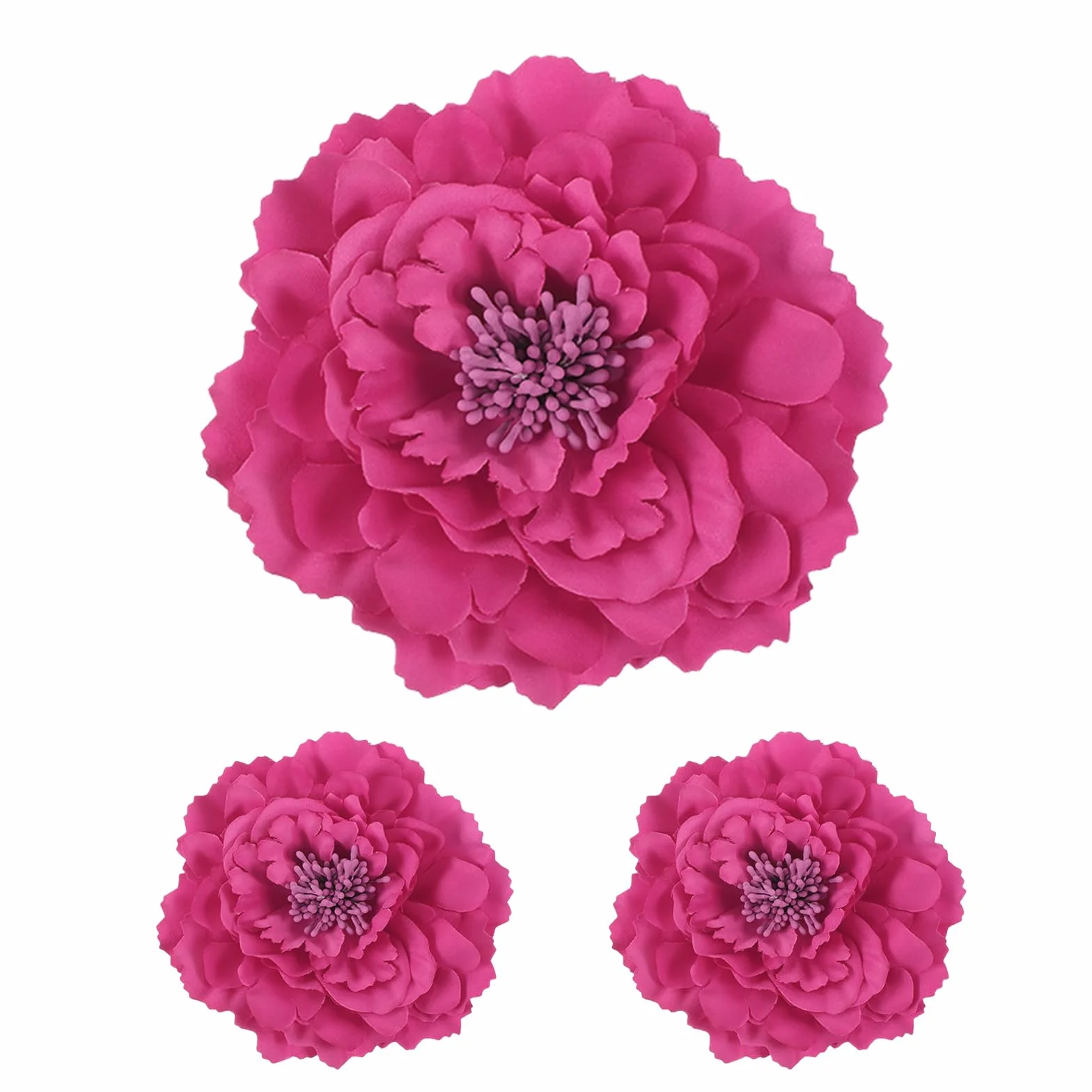 QUARKZMAN 3 sztuki spinek do włosów w kształcie kwiatu piwonii, 12 cm, sztuczny materiał, kwiat na głowę dla kobiet, szpilki do włosów, broszka DIY, do majsterkowania, odzieży, na wesele, urodziny