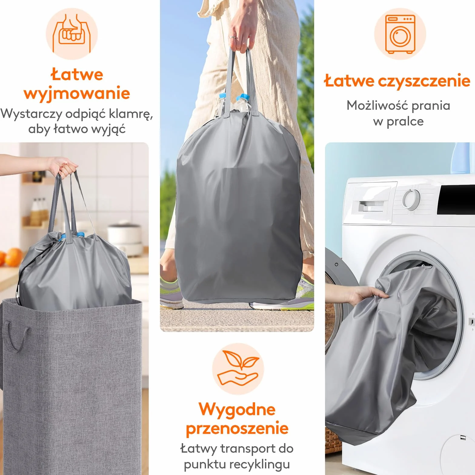 Lifewit Kosz do recyklingu 100 l z pokrywką i torbą wielokrotnego użytku