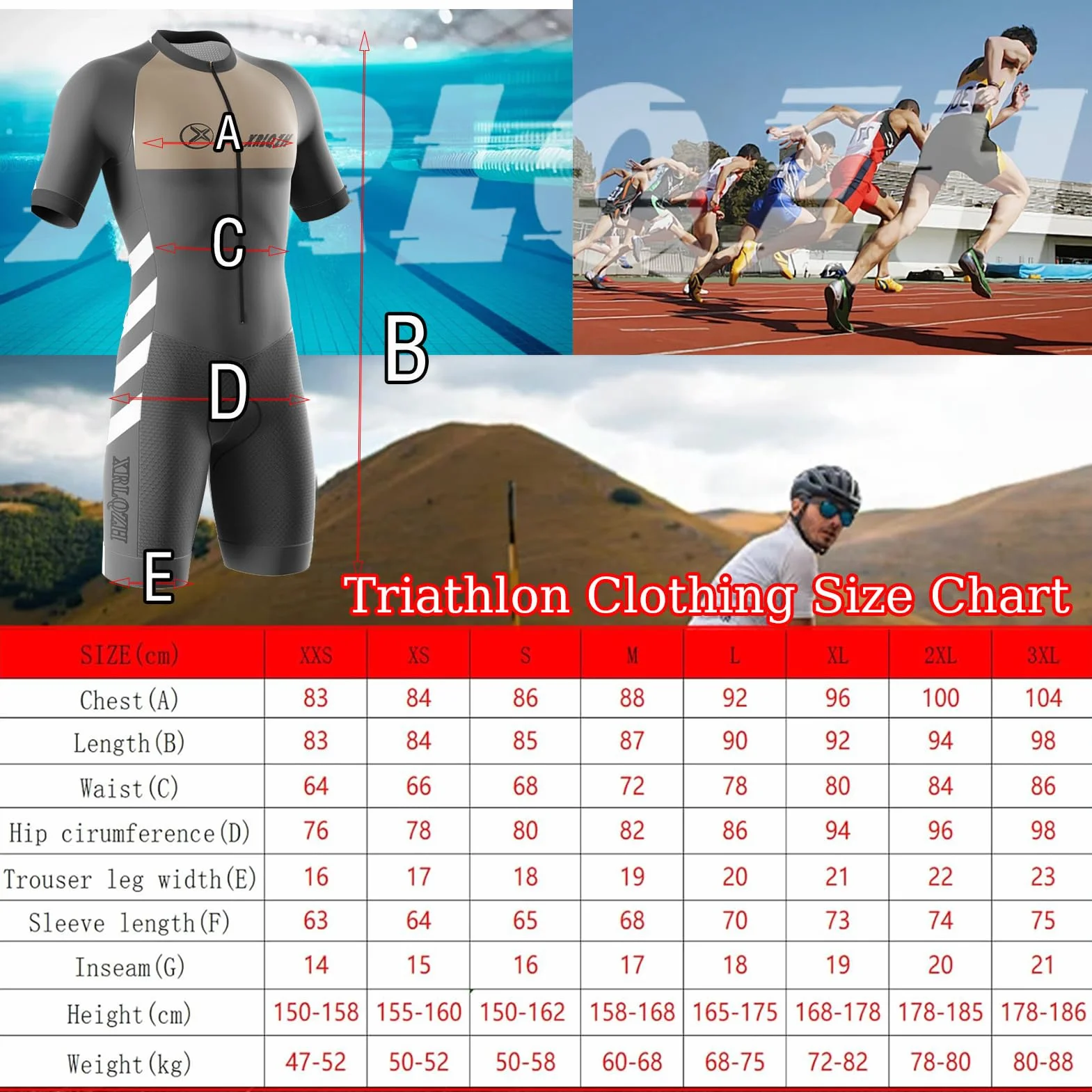 Męskie triathlon Suit, One Piece Trisuit Bike Top Short Sublimated Design+Cycling Underwear, Cycling Short 5D Gel Padded, Short Sleeve One Piece Body Body