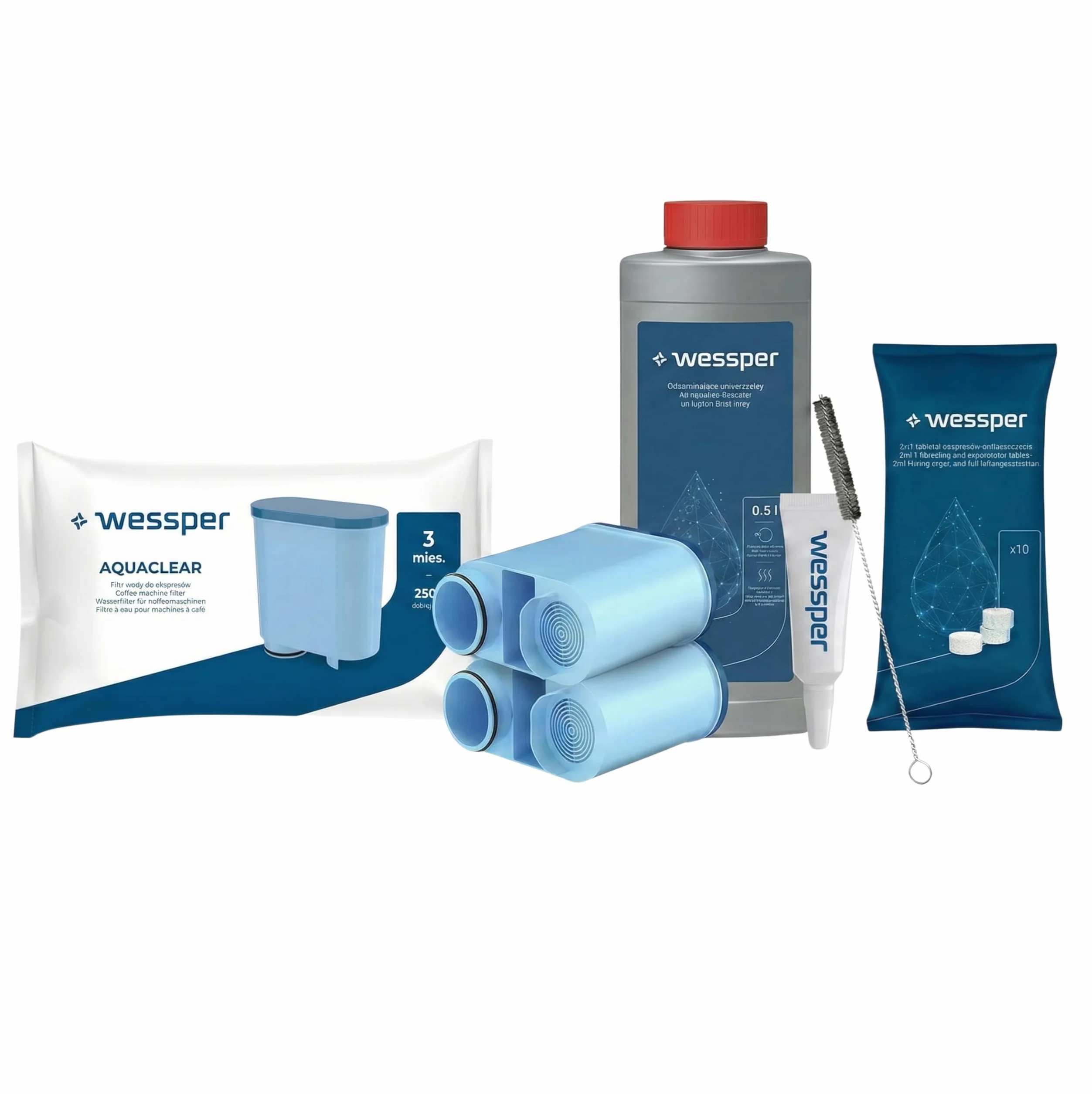 Wessper Zestaw Pielęgnacyjny do Philips Saeco AquaClean CA6903 Filtry Odkamieniacz 500ml