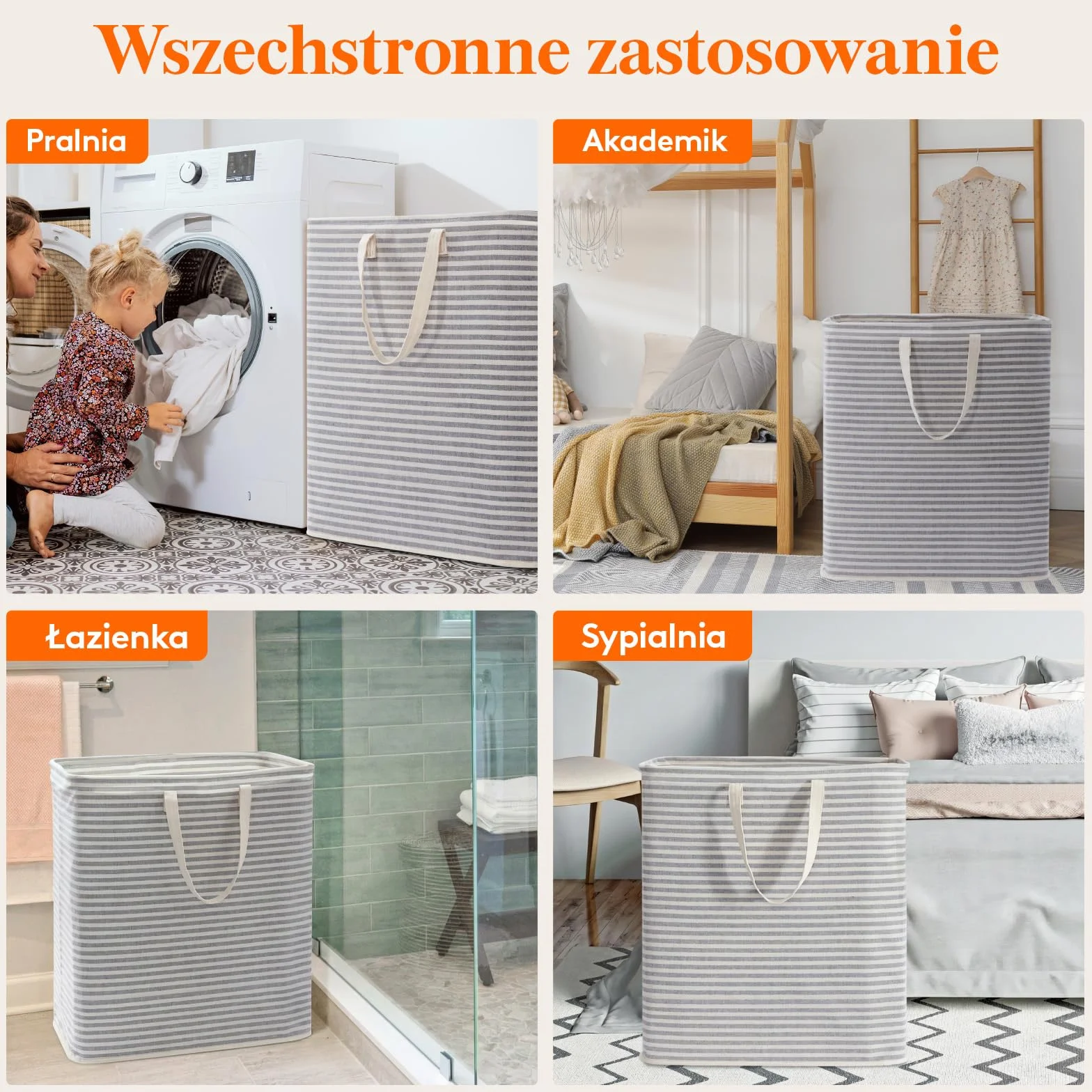 Lifewit Kosz na Pranie Składany Wodoodporny 100L Szary