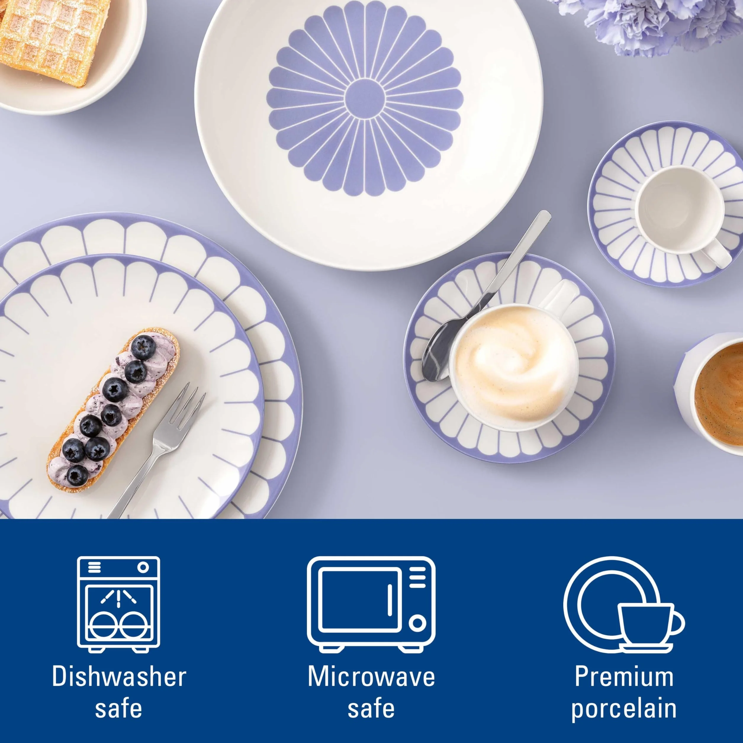 Villeroy & Boch Fleur bleu spodek do filiżanki espresso porcelana niebieski do zmywarki mikrofalówki