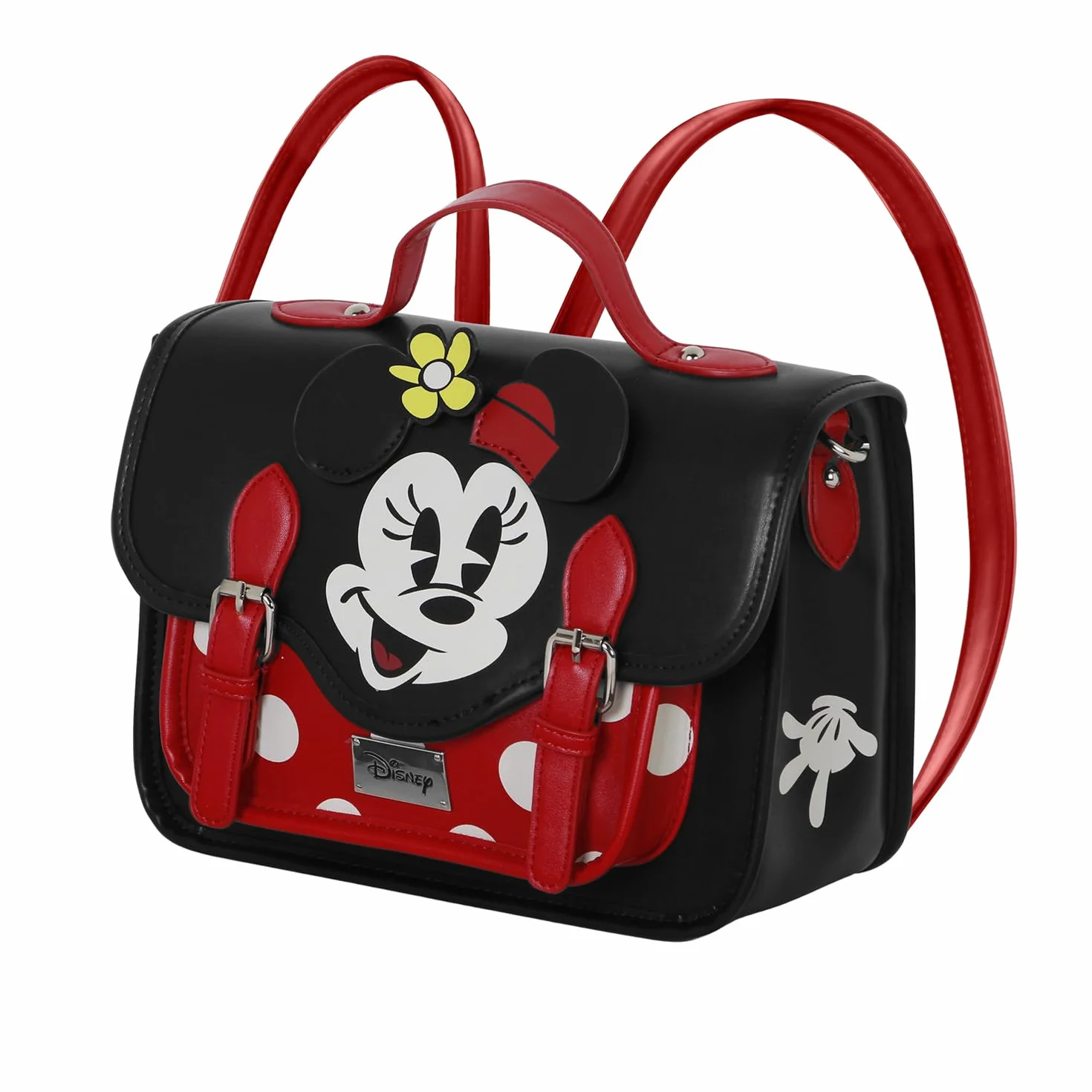 Myszka Minnie Face-Torebka-Plecak Satchel, Czarna, 26 x 20 cm
