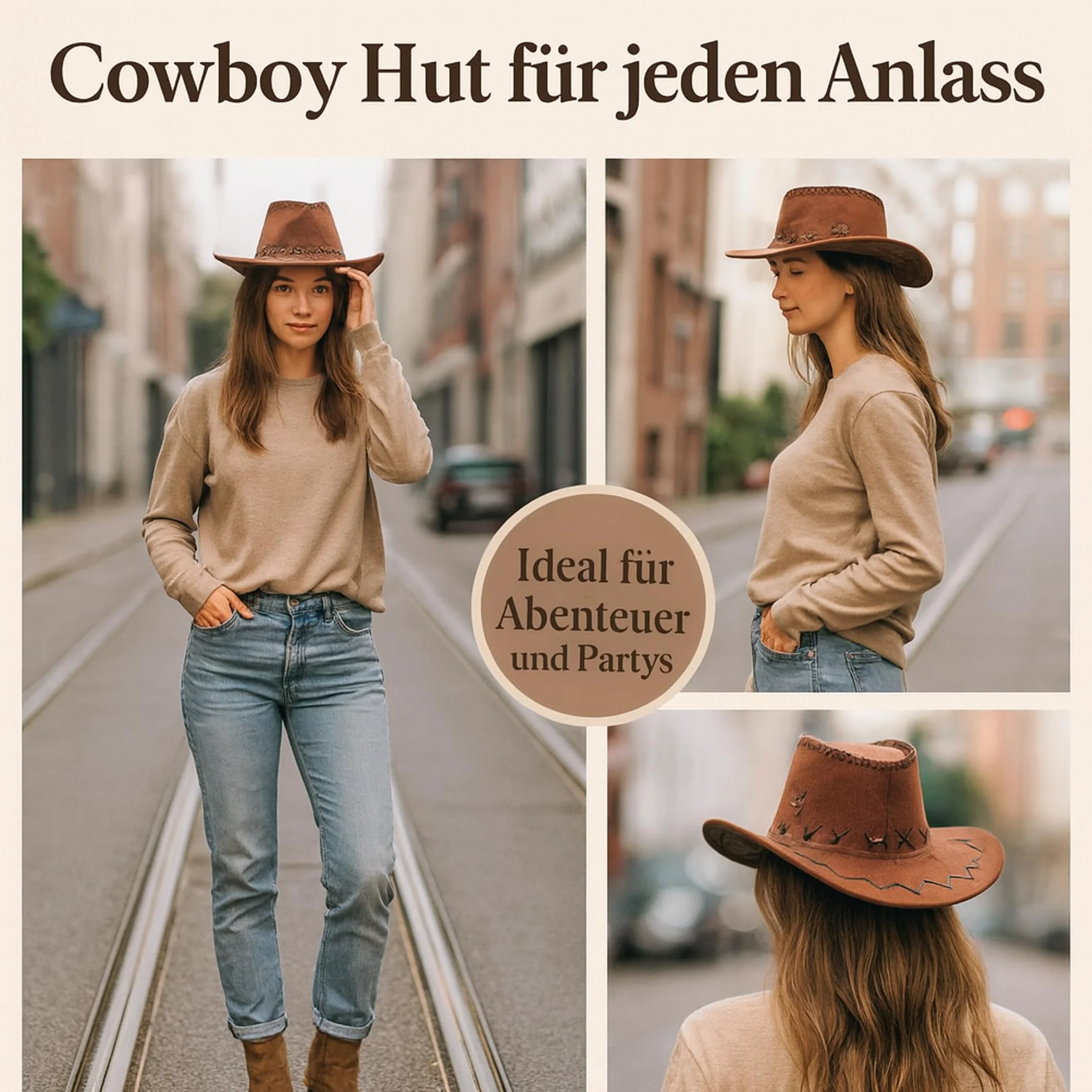 Kapelusz Kowbojski Western Cowgirl dla Kobiet, Mężczyzn i Dzieci