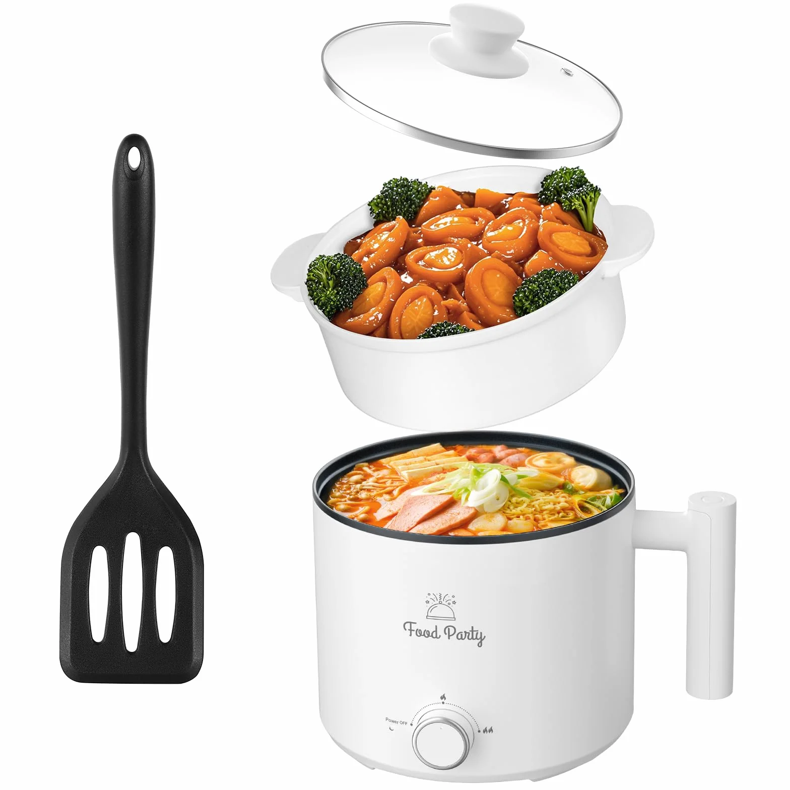 Food Party Hot Pot elektryczny garnek hotpot z parowarem, 1,8 l, elektryczny garnek do gotowania makaronu, 220 V, elektryczna patelnia do gotowania makaronu, chiński hot pot fondue