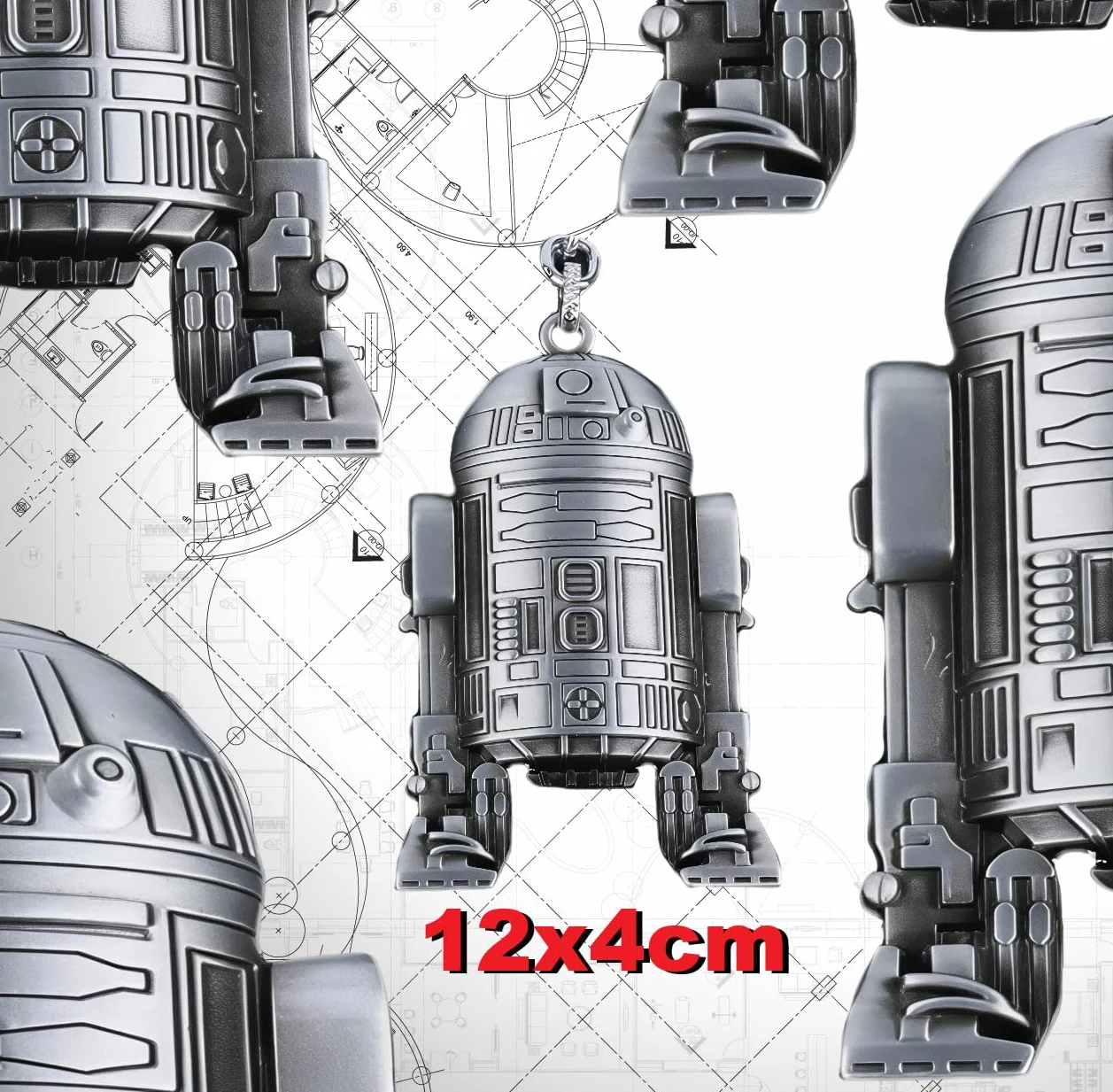 Breloczek do kluczy z metalu z kółkiem, dla fanów Sagi Star Wars, R2d2., m