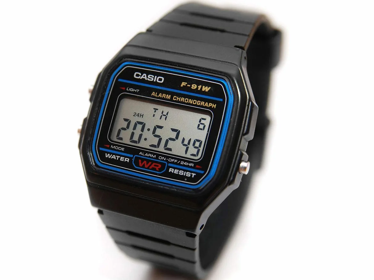CASIO F91W-1 zegarek sportowy na co dzień, Czarny, pasek