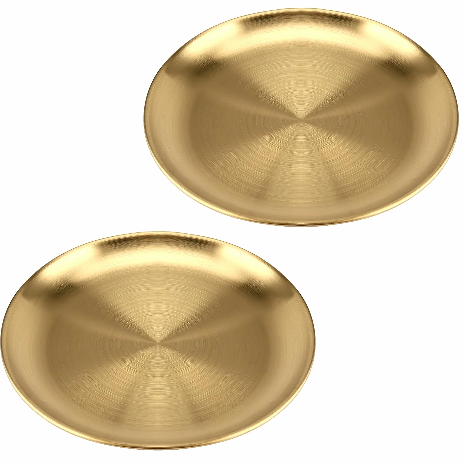 2 sztuki z?otych okr?g?ych tac, 20 cm, stal nierdzewna, z?ota, okr?g?a taca do serwowania, z?ota, metalowa, dekoracyjna taca do jedzenia, baru, kuchni, ?azienki
