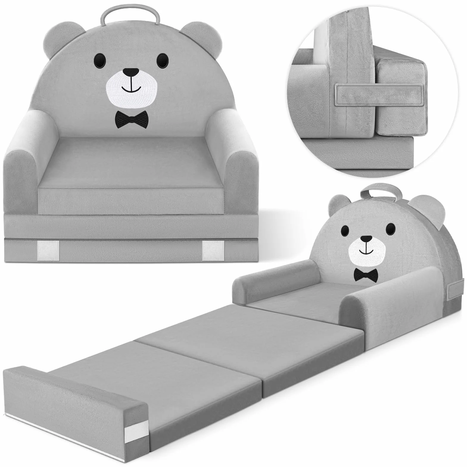 Składane krzesełko dla małych dzieci 2 w 1, rozkładany fotel, mini kanapa, 150 cm, miękki aksamit