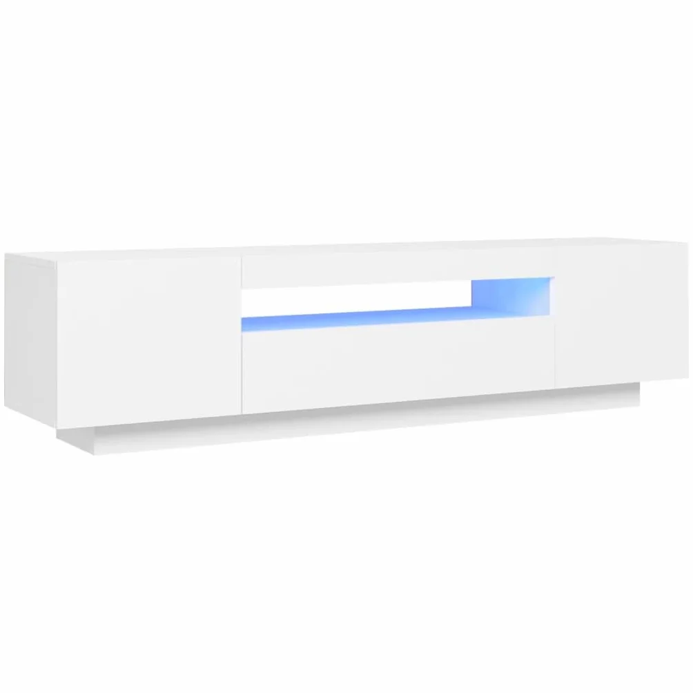 Szafka pod telewizor z oświetleniem LED, biała, 160 x 35 x 40 cm