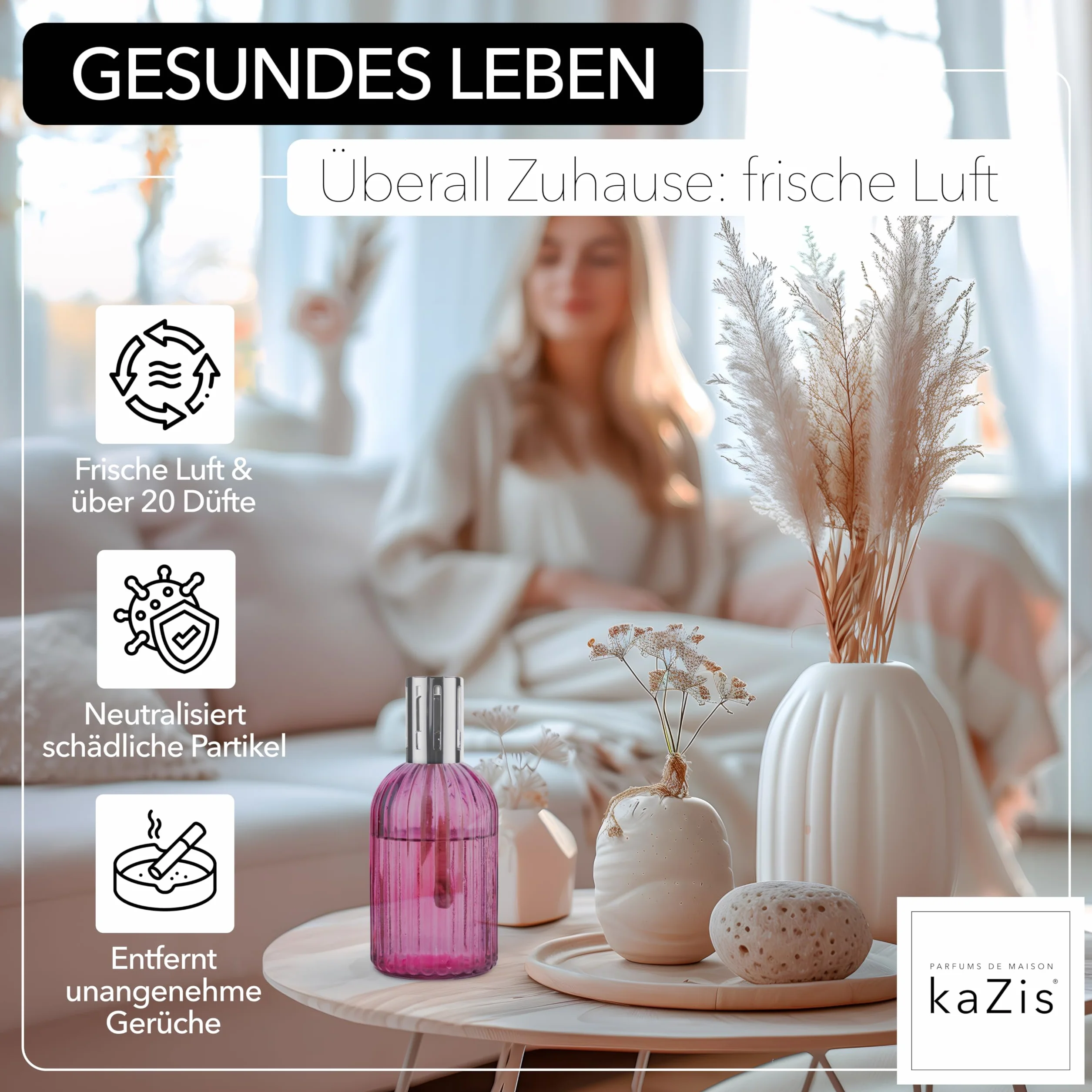 KAZIS® I katalityczna lampa zapachowa I szkło I XXL I 400 ml (czerwone wino/bordeaux/rubin)