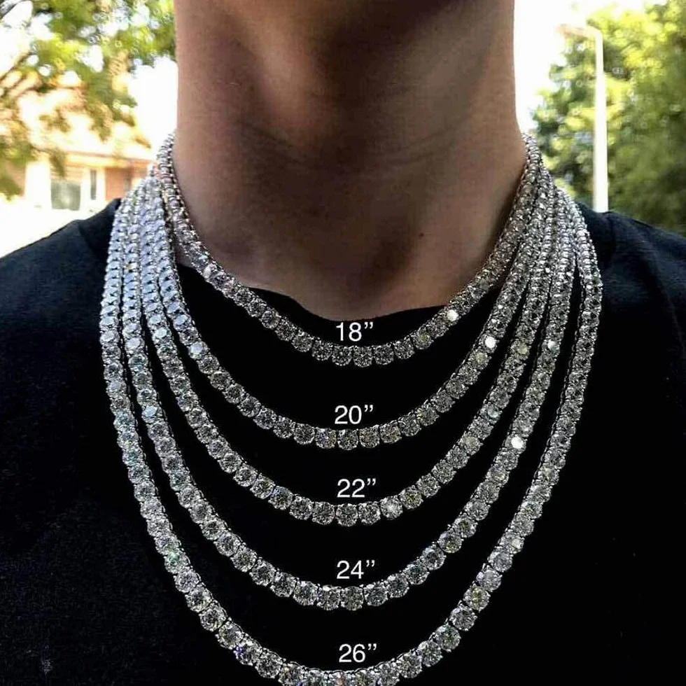 michooyel Naszyjnik tenisowy dla mężczyzn, łańcuszek tenisowy dla mężczyzn i kobiet, naszyjnik z diamentami Iced-Out, modna biżuteria, oprawka cyrkonii 5A, 3/4/5/6 mm, długość łańcuszka 40/45/50/55/60