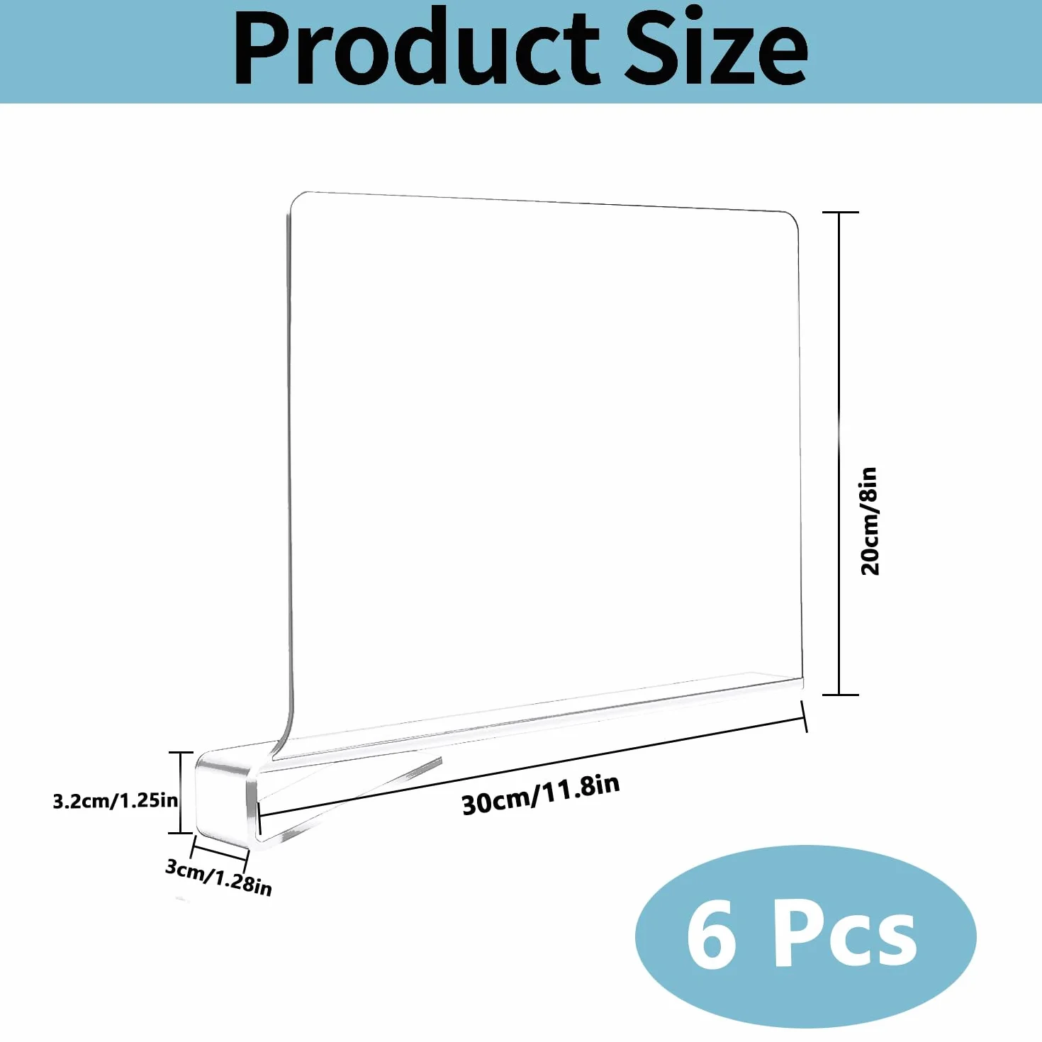 Przezroczyste akrylowe przegródki 30x20 cm separator do szafy półka na książki