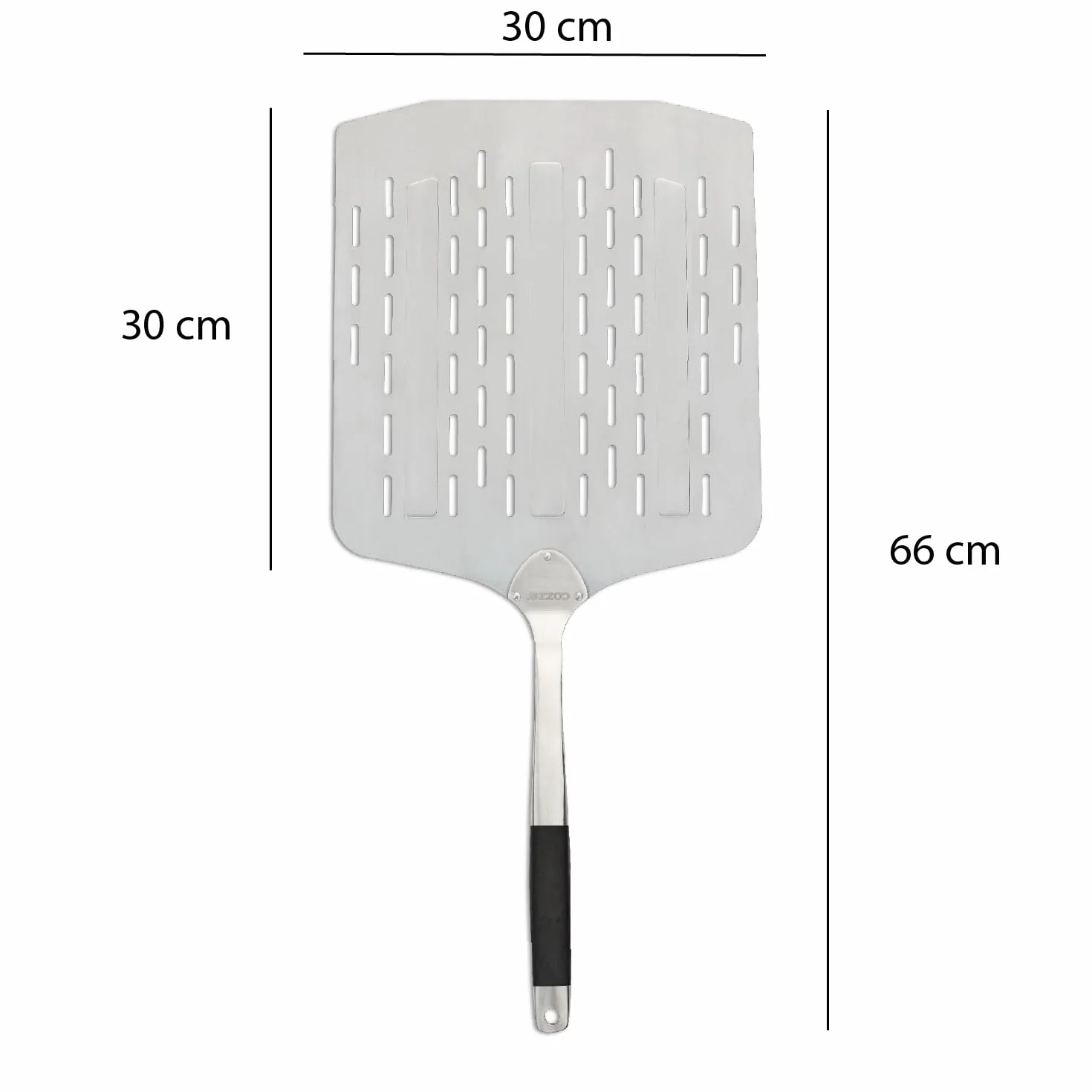 Cozze łopatka do pizzy 66 cm 30x30 cm aluminiowe ostrze 1,5 mm stal nierdzewna tworzywo uchwyt softgrip LFGB