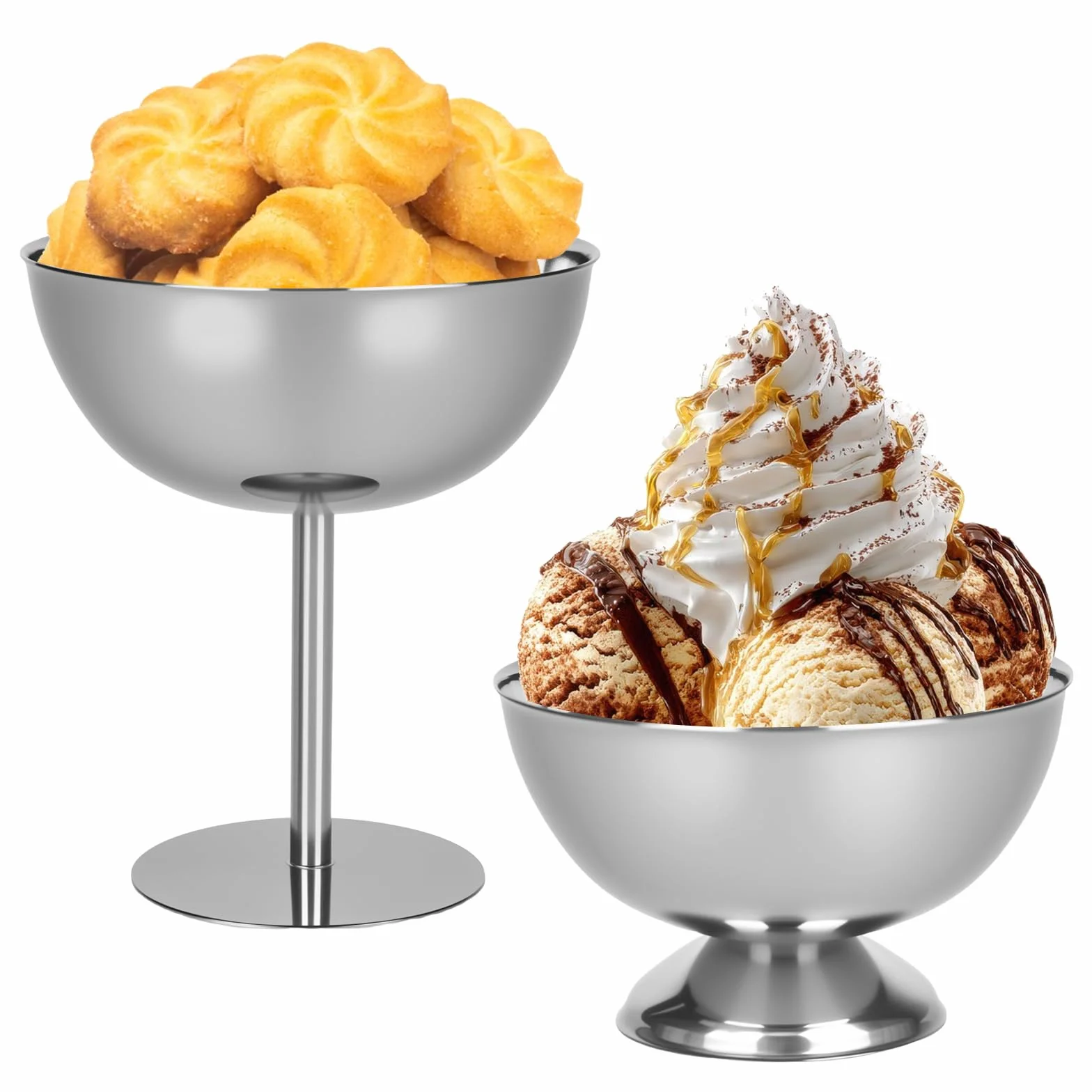 Stal nierdzewna miseczki na lody 200 ml 2 sztuki