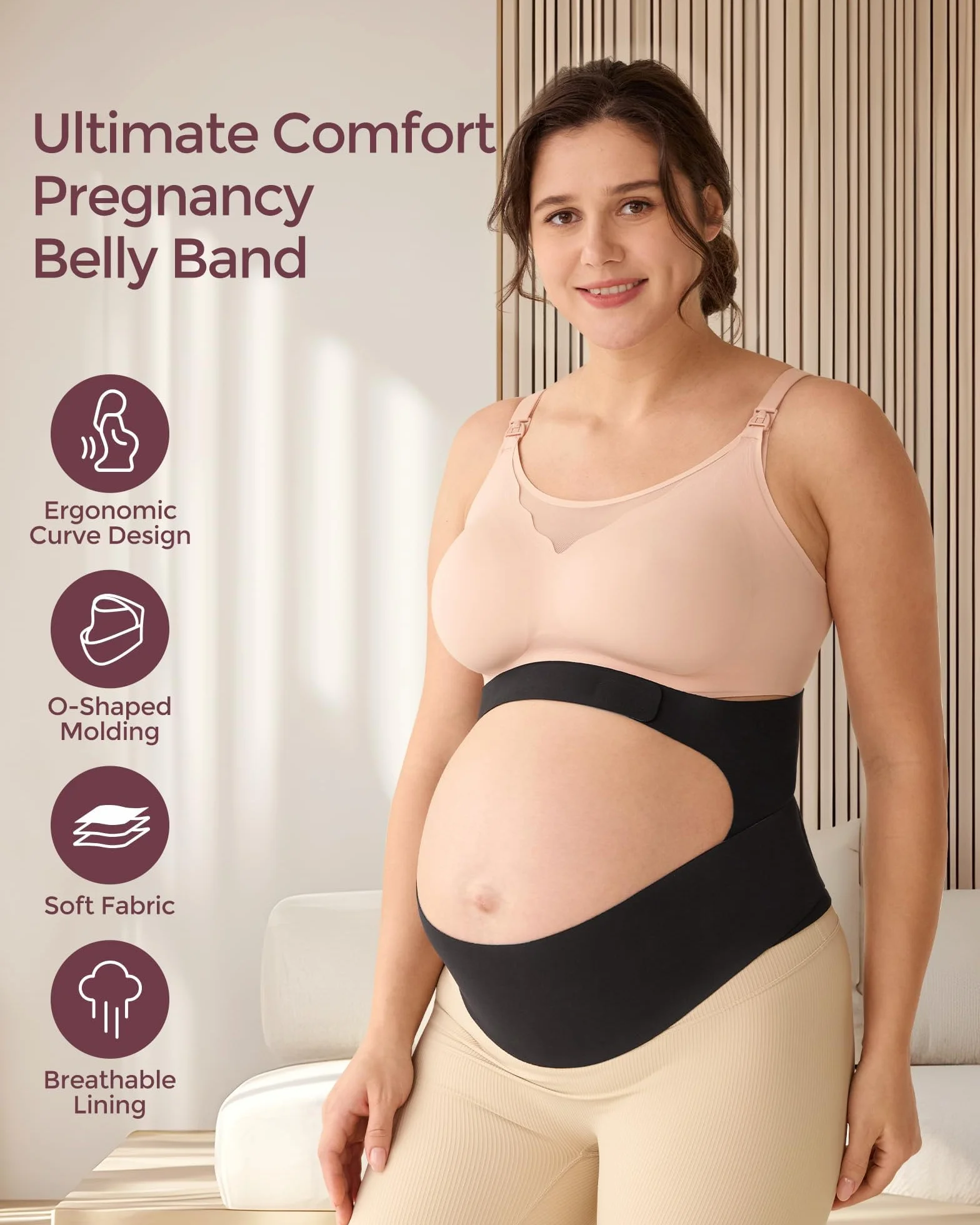 momcozy Opaska na brzuch dla kobiet w ciąży z ergonomicznym podparciem – niewidoczna i oddychająca na plecy, brzuch i talię