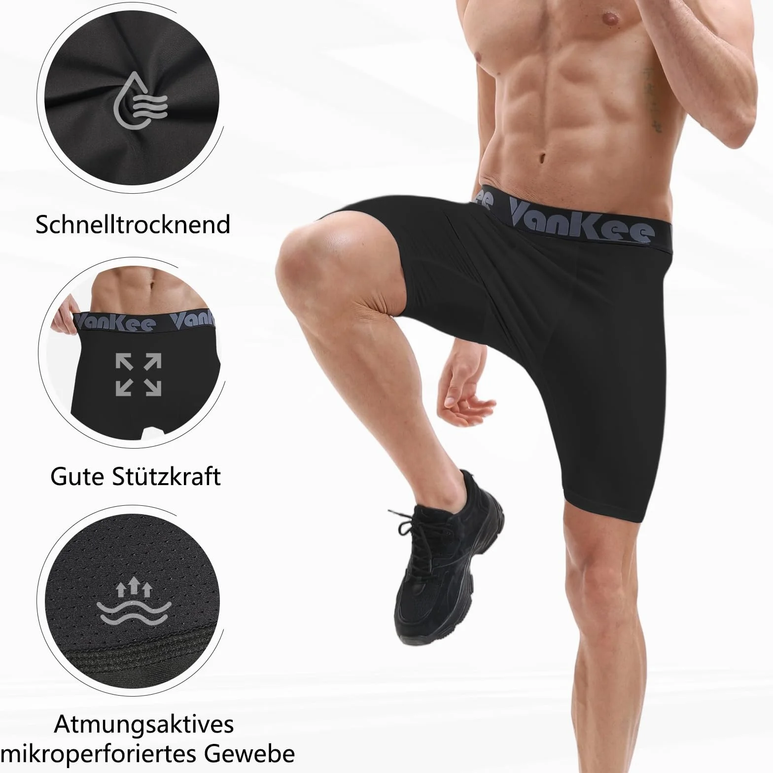 Męskie spodenki kompresyjne Sport Mesh Design Anti Chafing Wicking Fabric Quick Dry Base Layer Krótka bielizna sportowa do biegania Jazda na rowerze Trening Piłka nożna