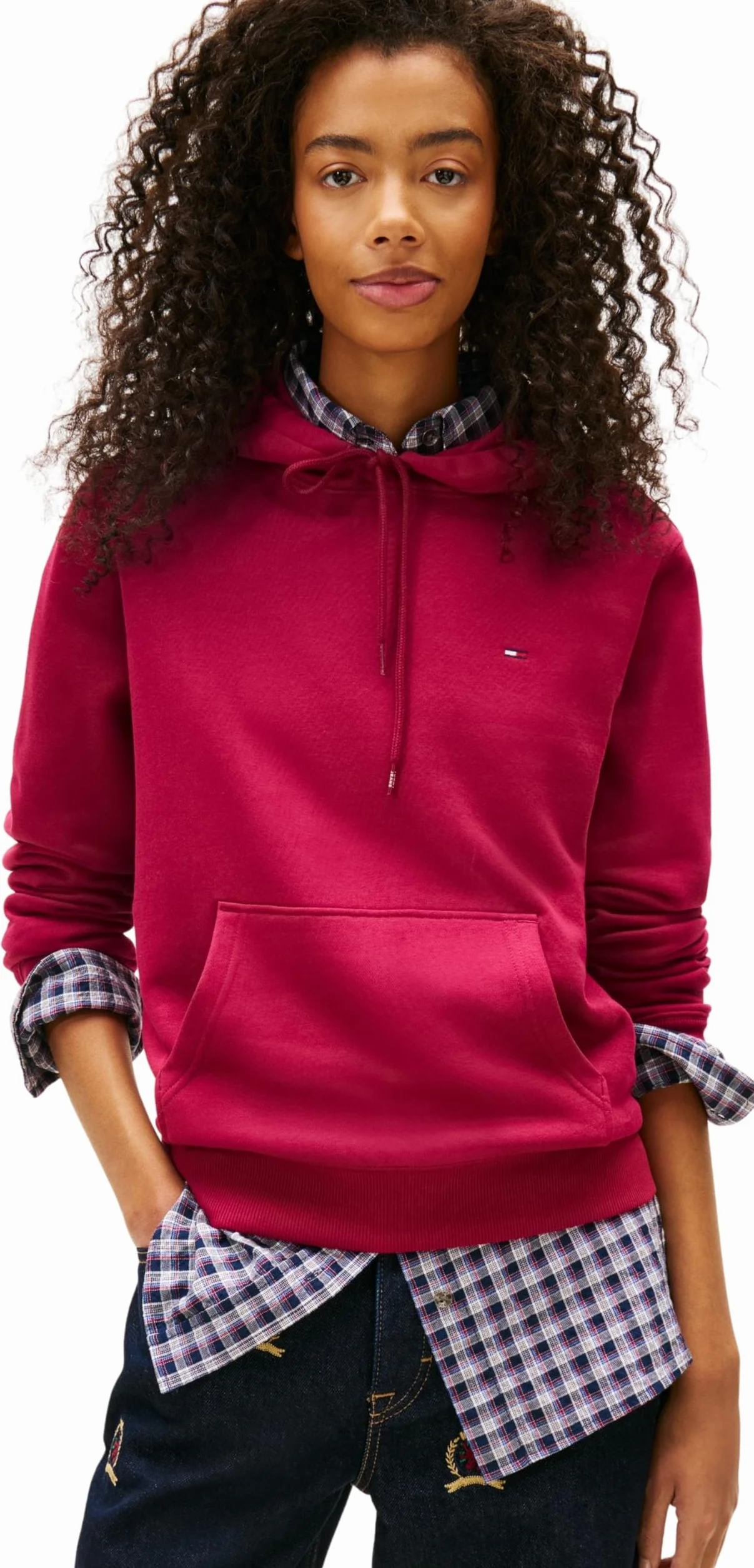 Tommy Jeans Tjw Reg S Flag Hoodie Dw0dw19958 Bluza z kapturem, Fioletowa (Wiśniowa Lavish), M Kobieta, Fioletowy (Lavish Cerise), M