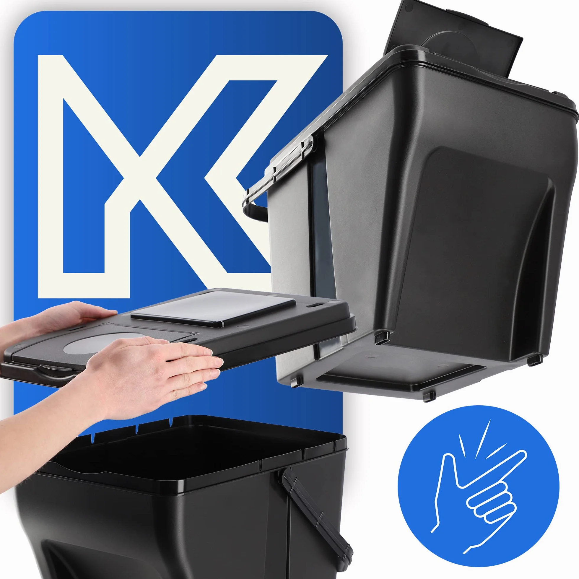 KADAX Zestaw 3 szt. System segregacji odpadów 3 x 25 l