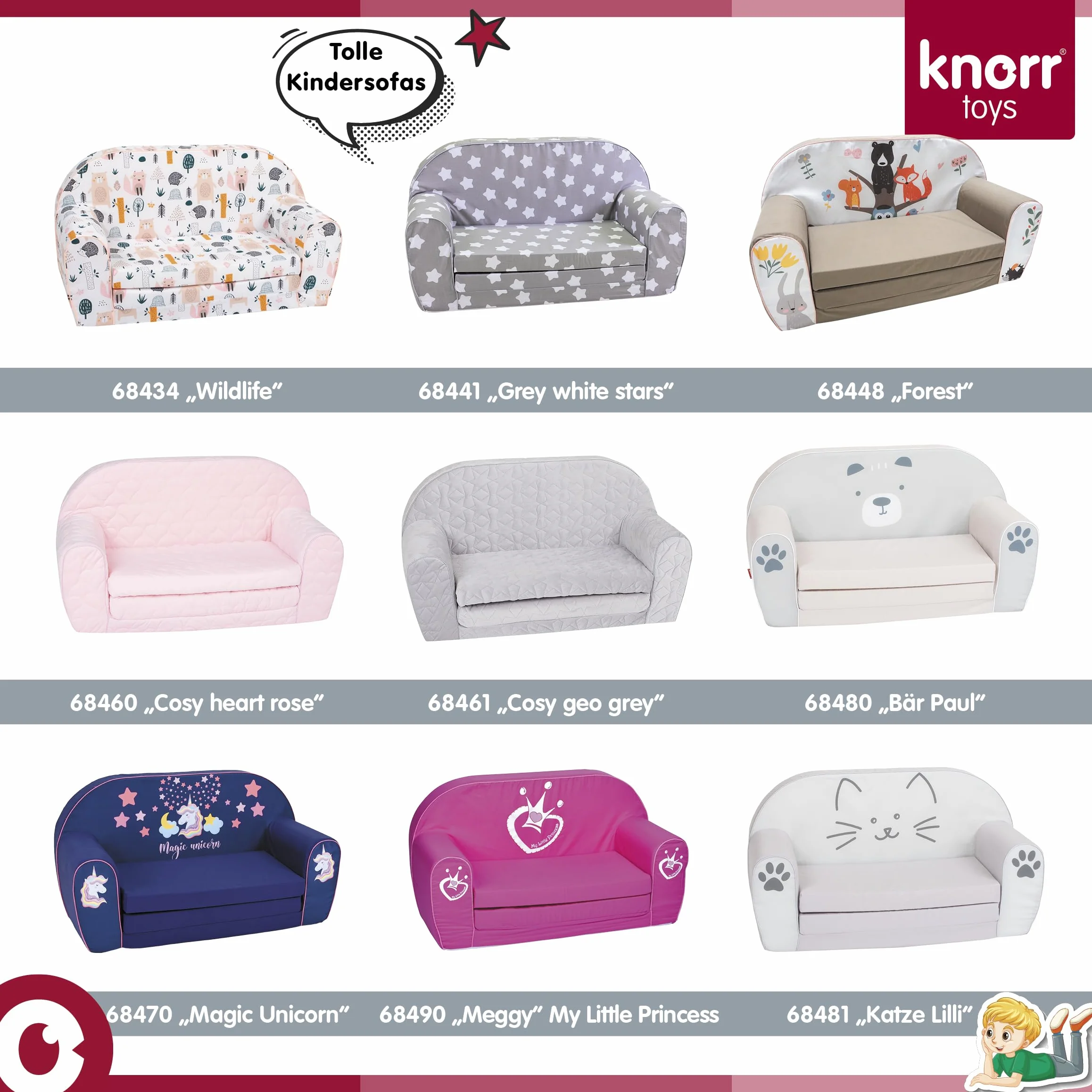Knorrtoys 68481 sofa dziecięca Lilli bawełna kolorowa