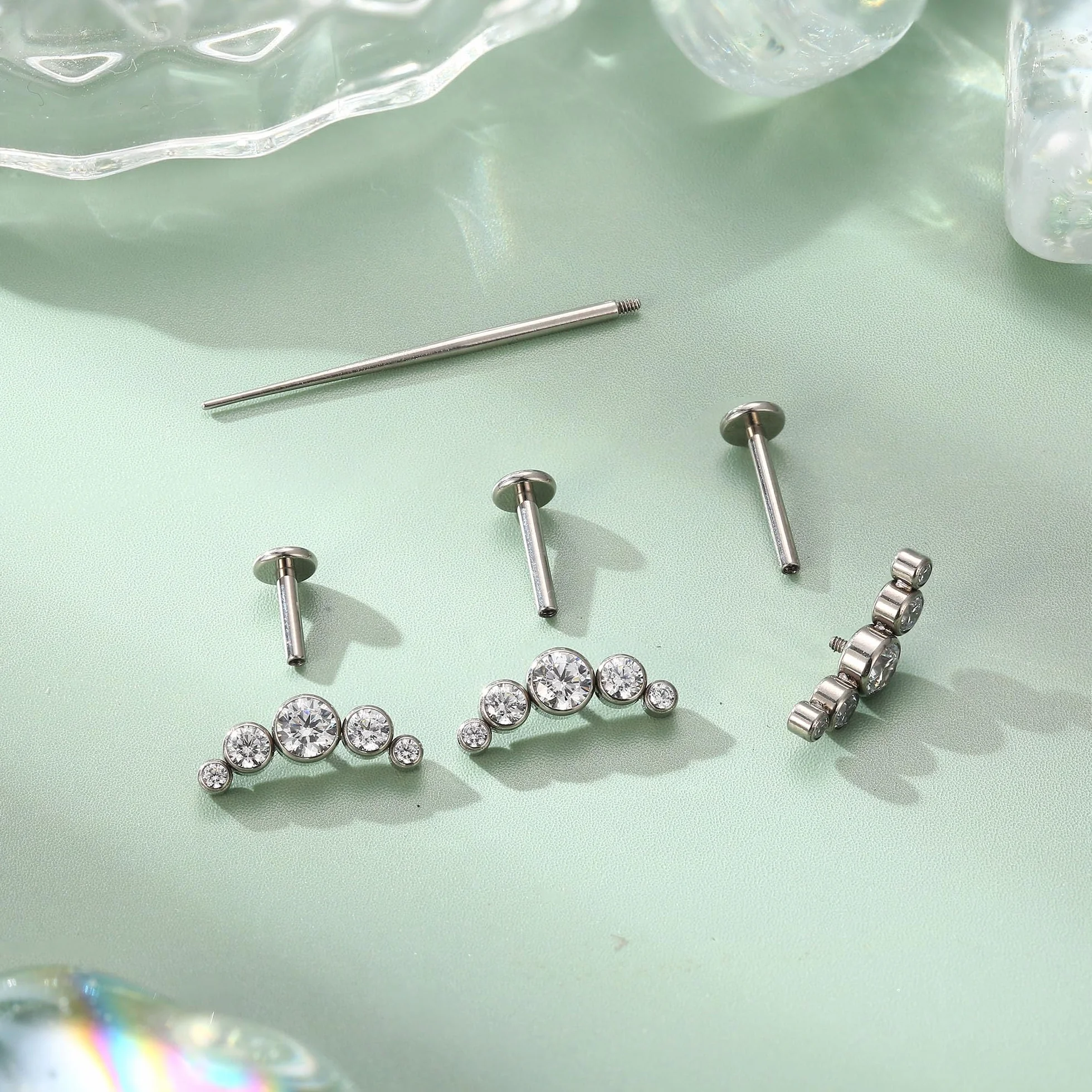 YADOCA G23 tytanowy kolczyk helix, biżuteria do chrząstki, wewnętrznie gwintowany, płaski tył, kolczyk do ucha, labret conch, hipoalergiczne kolczyki helix, srebro, złoto, tragus, biżuteria