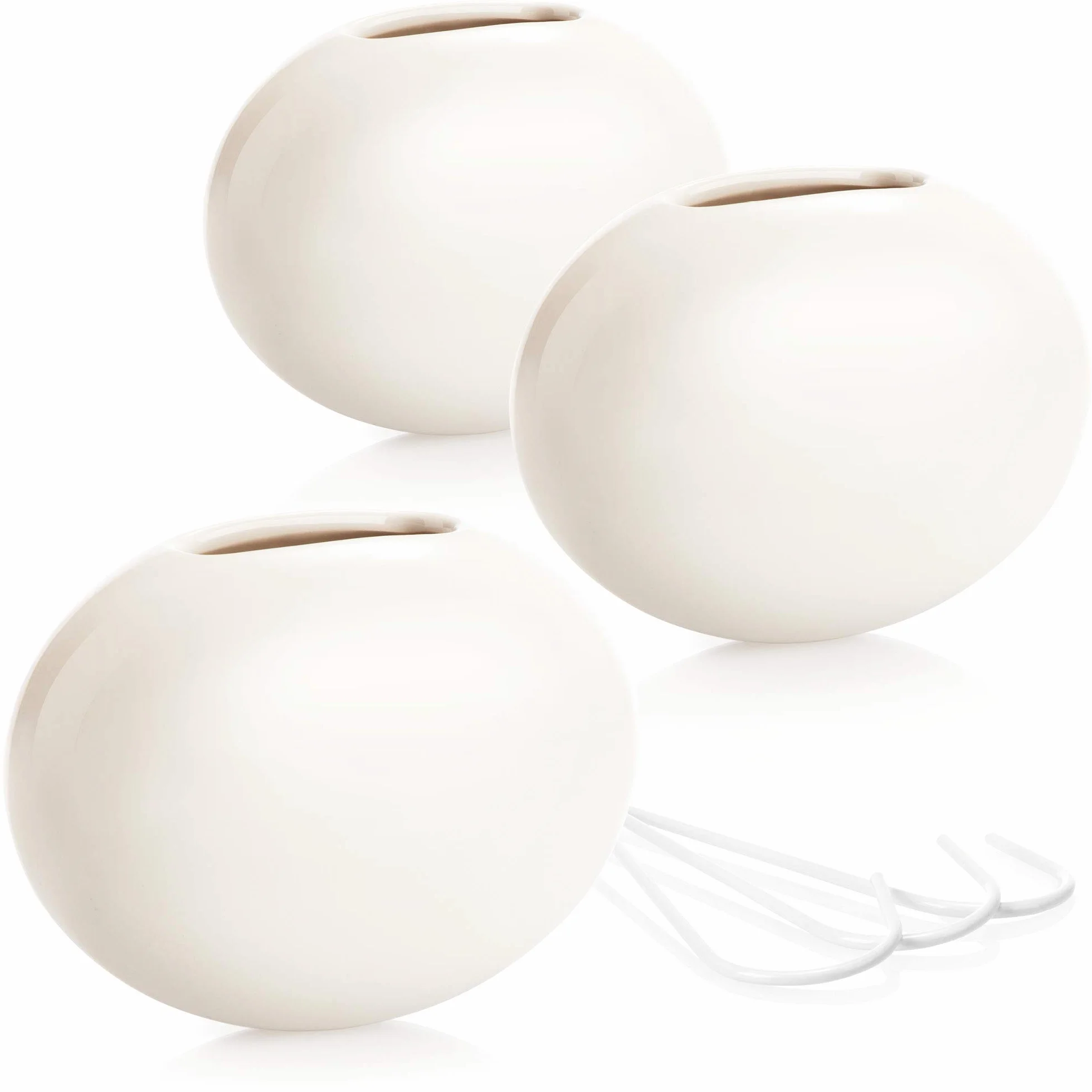 COM-FOUR® 3x ceramiczny nawilzacz powietrza - parownik grzejnikowy do nawilzania powietrza w pomieszczeniu - parownik grzewczy w owalnym ksztalcie, bialy (03 sztuki - owalne)