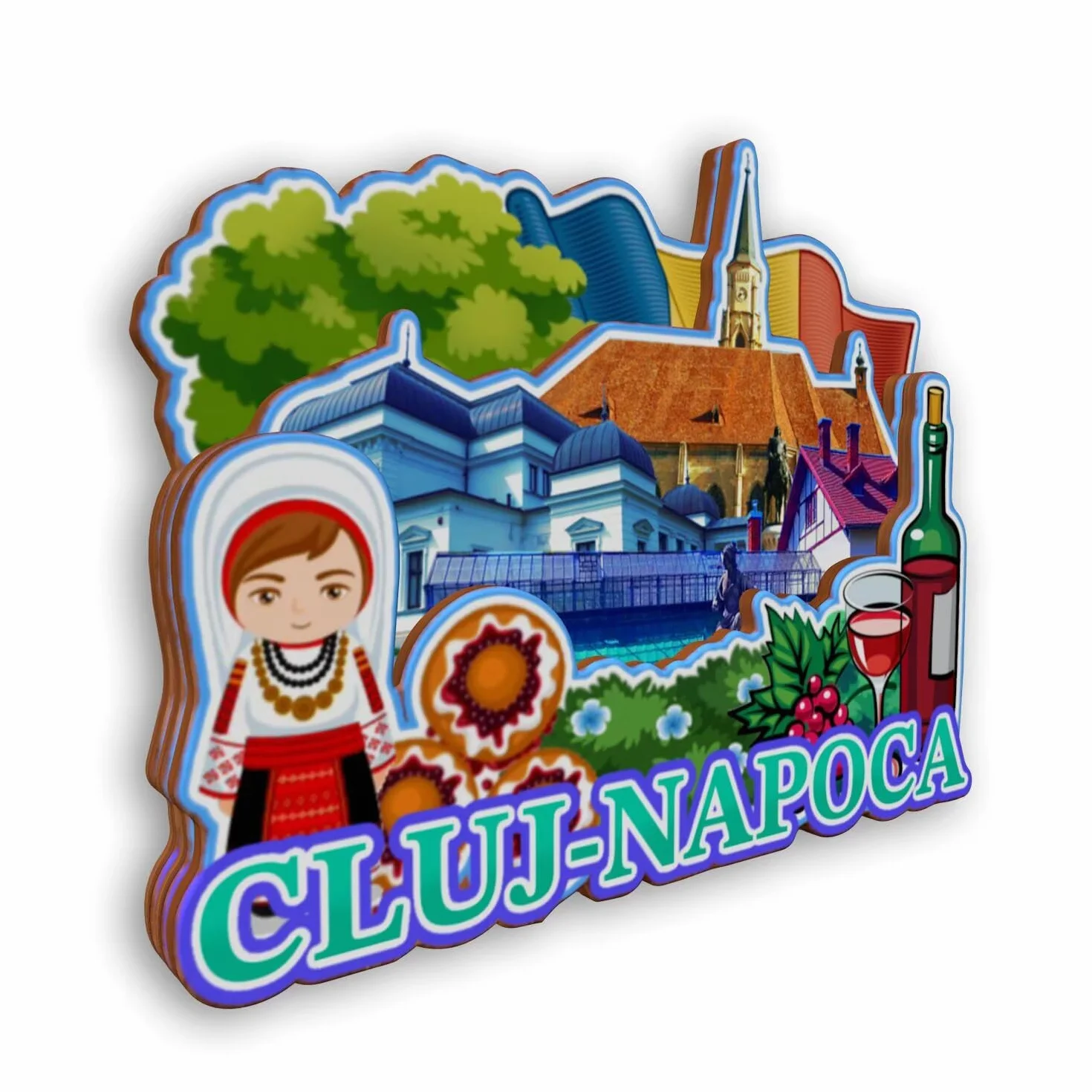 Magnes na lodówkę Cluj-Napoca Rumunia 3D klasyczne zabytki pamiątka z podróży