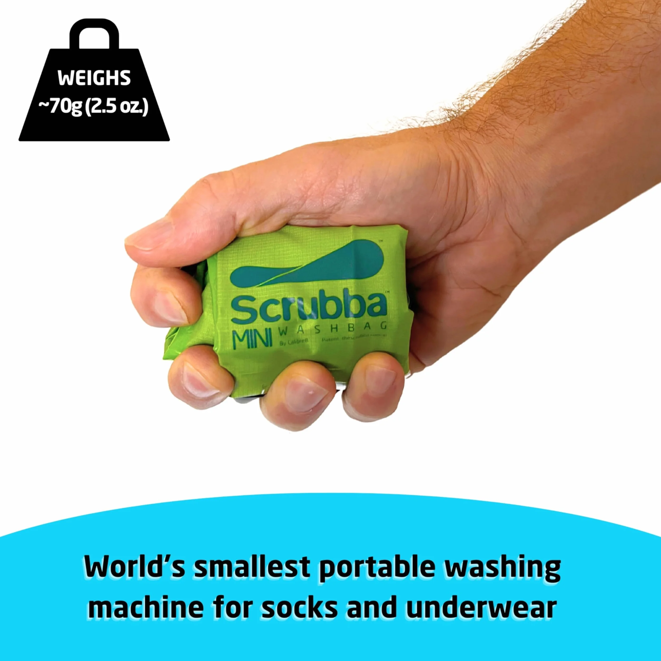 Scrubba Mini torba do prania, ultrakompaktowa, przenośna, zielona, mała