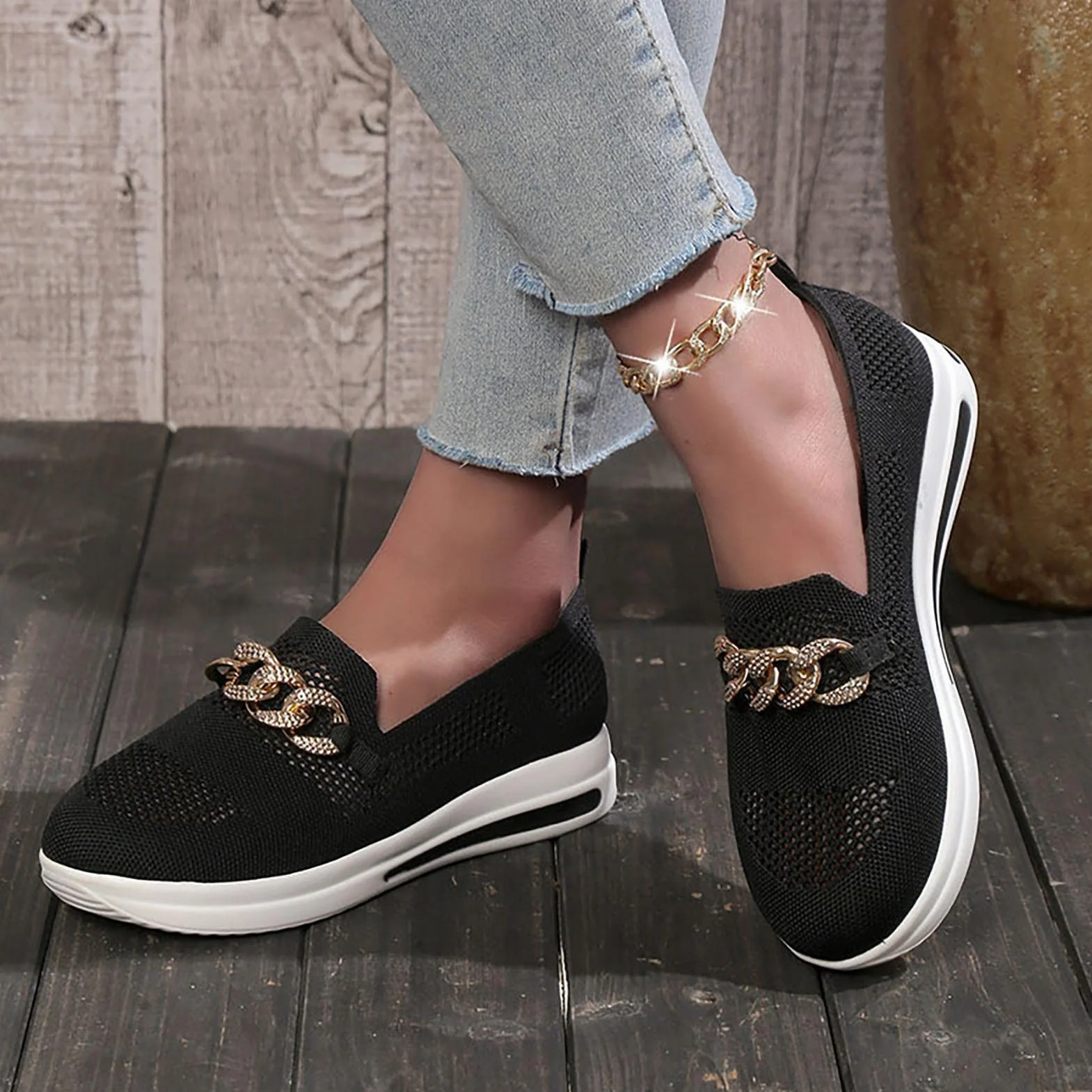 HEYCE Buty do chodzenia dla kobiet z podparciem łuku, z podparciem łuku dla kobiet, ortopedyczne, do ogrodnictwa, pracy, wędkowania, wypoczynku, zakupów, czarne