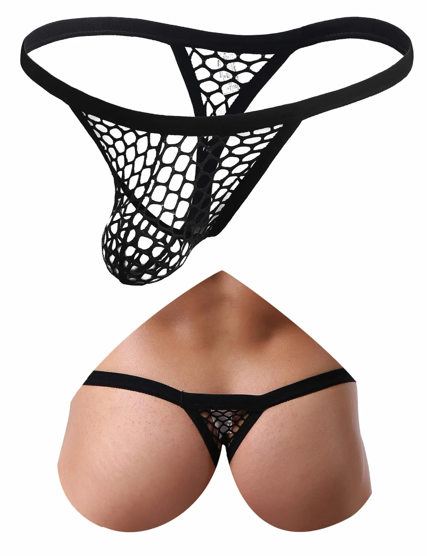 ohyeahlady Seksowne stringi męskie stringi gorące stringi męskie koronkowe siatkowe T-Back Bikini Majtki Majtki z niskim stanem z otwartym stanem