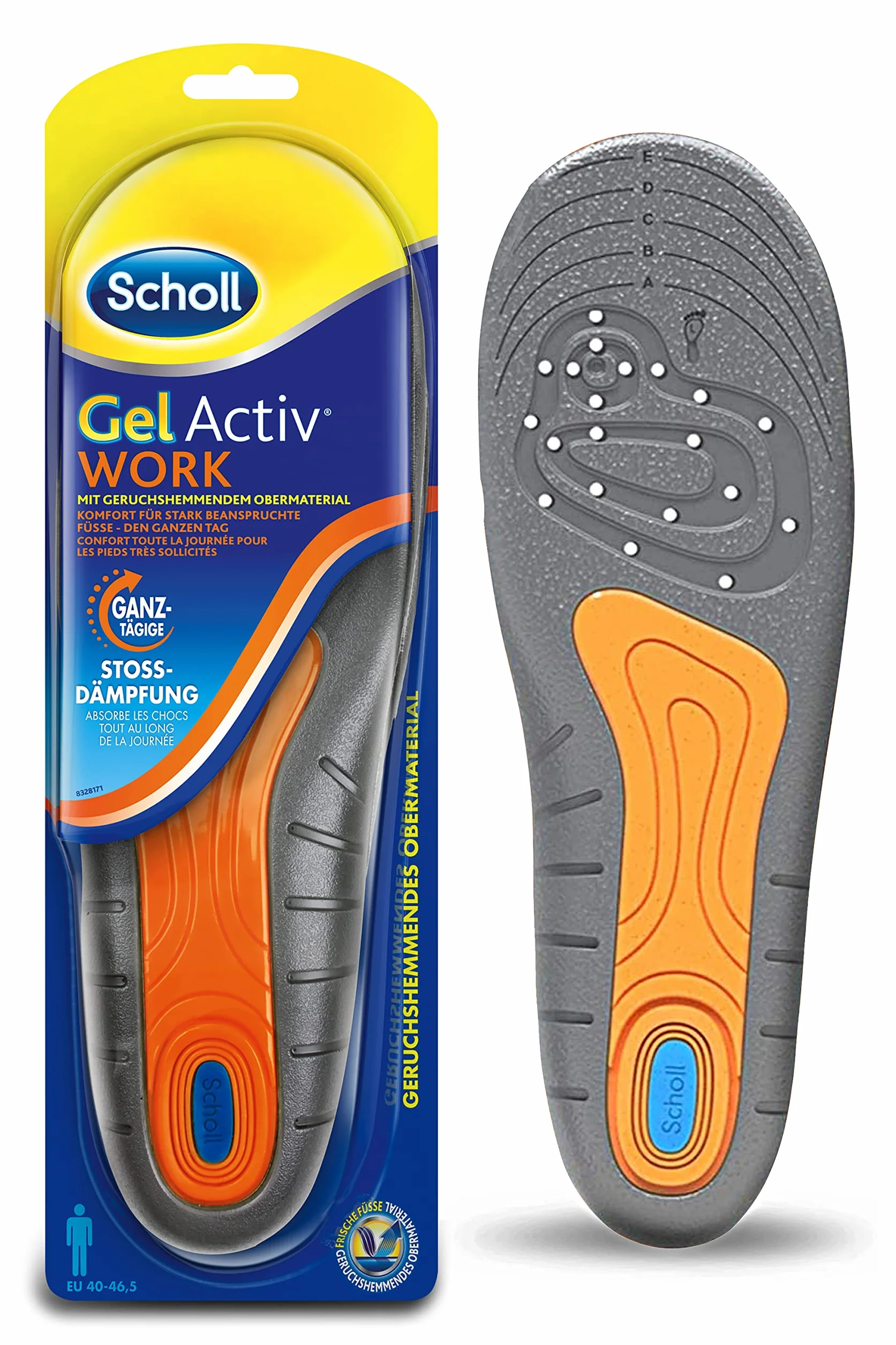 Scholl Gel Activ Work Wkładki do Butów, Pomarańczowy, 40-46.5 EU