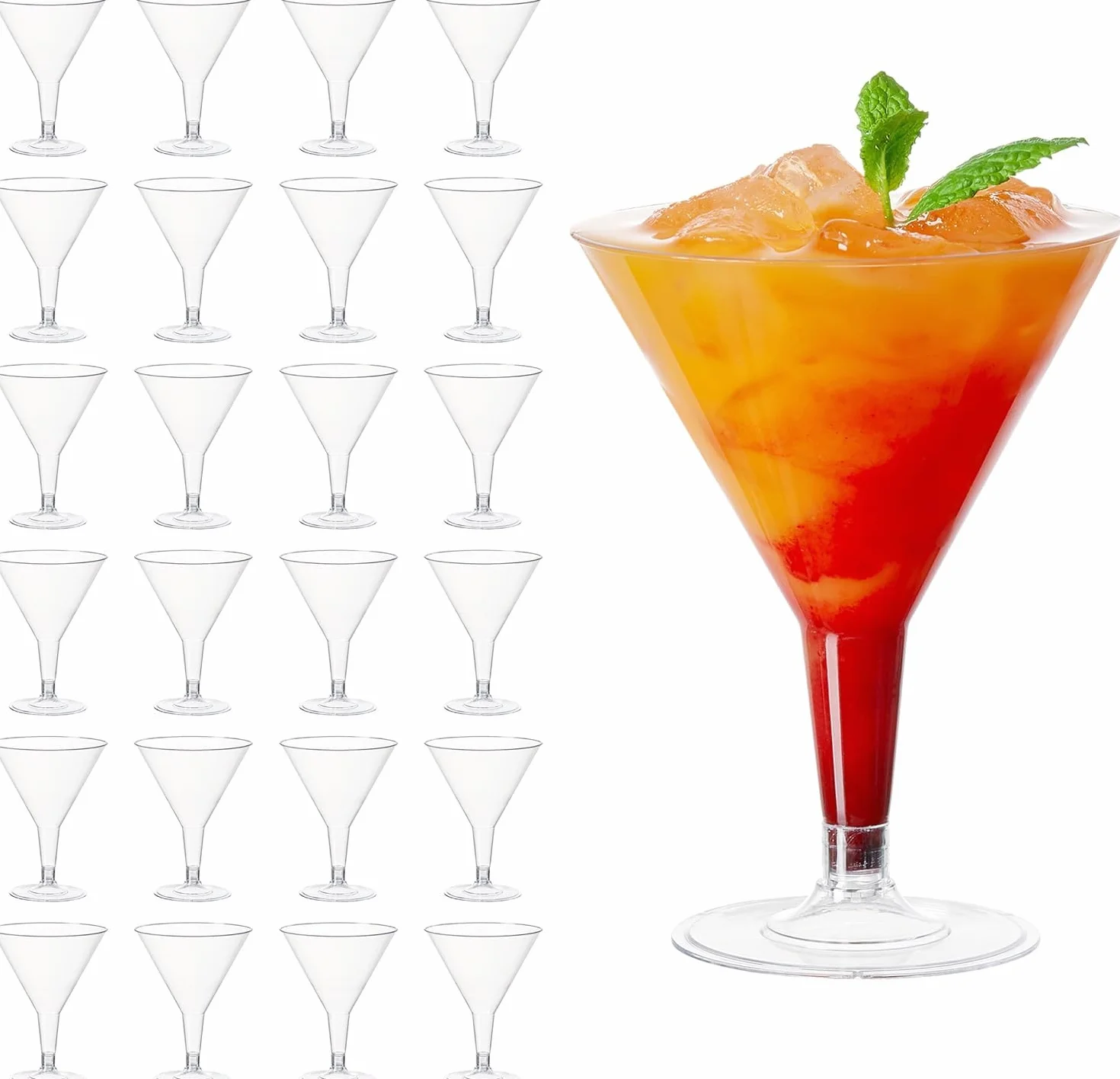 MATANA 48 Plastikowych Kieliszków do Martini, 210ml - Eleganckie, Wytrzymałe i Wielokrotnego Użytku - Kieliszki Koktajlowe na Wesela, Urodziny, Święta i Przyjęcia