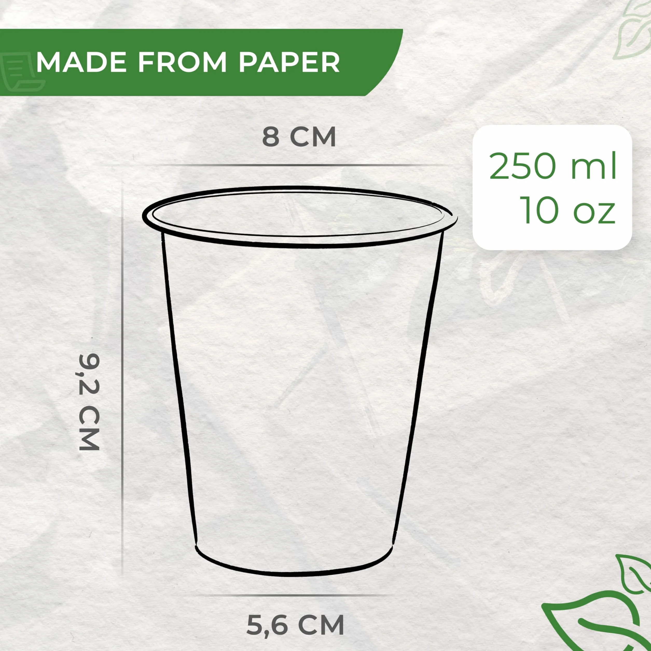 Kubki Papierowe Ryflowane 250 ml 25 sztuk Jednorazowe do Kawy Brązowy Karton Bez Plastiku Biodegradowalne